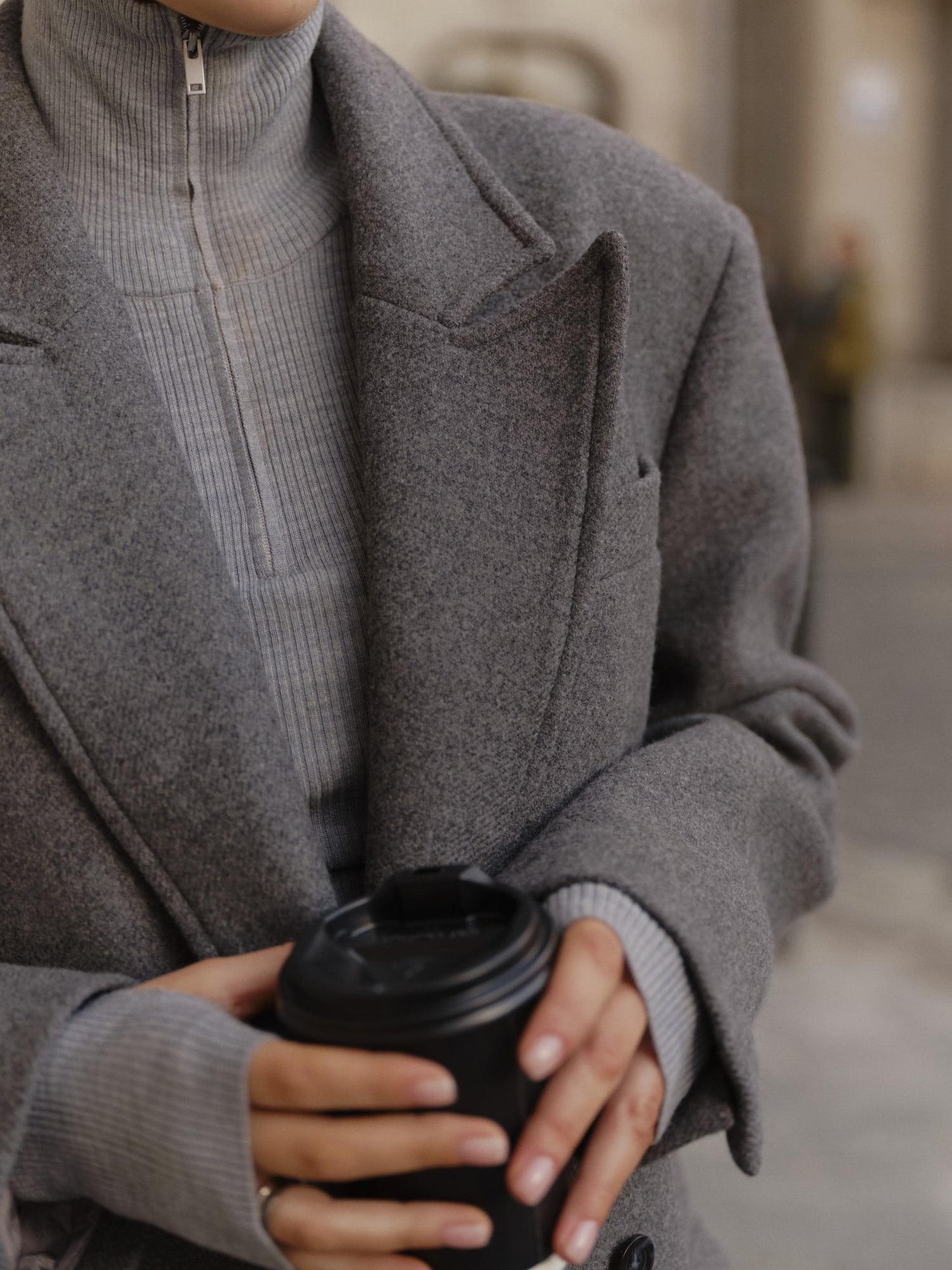 Straight fit oversized coat with twin flap pockets