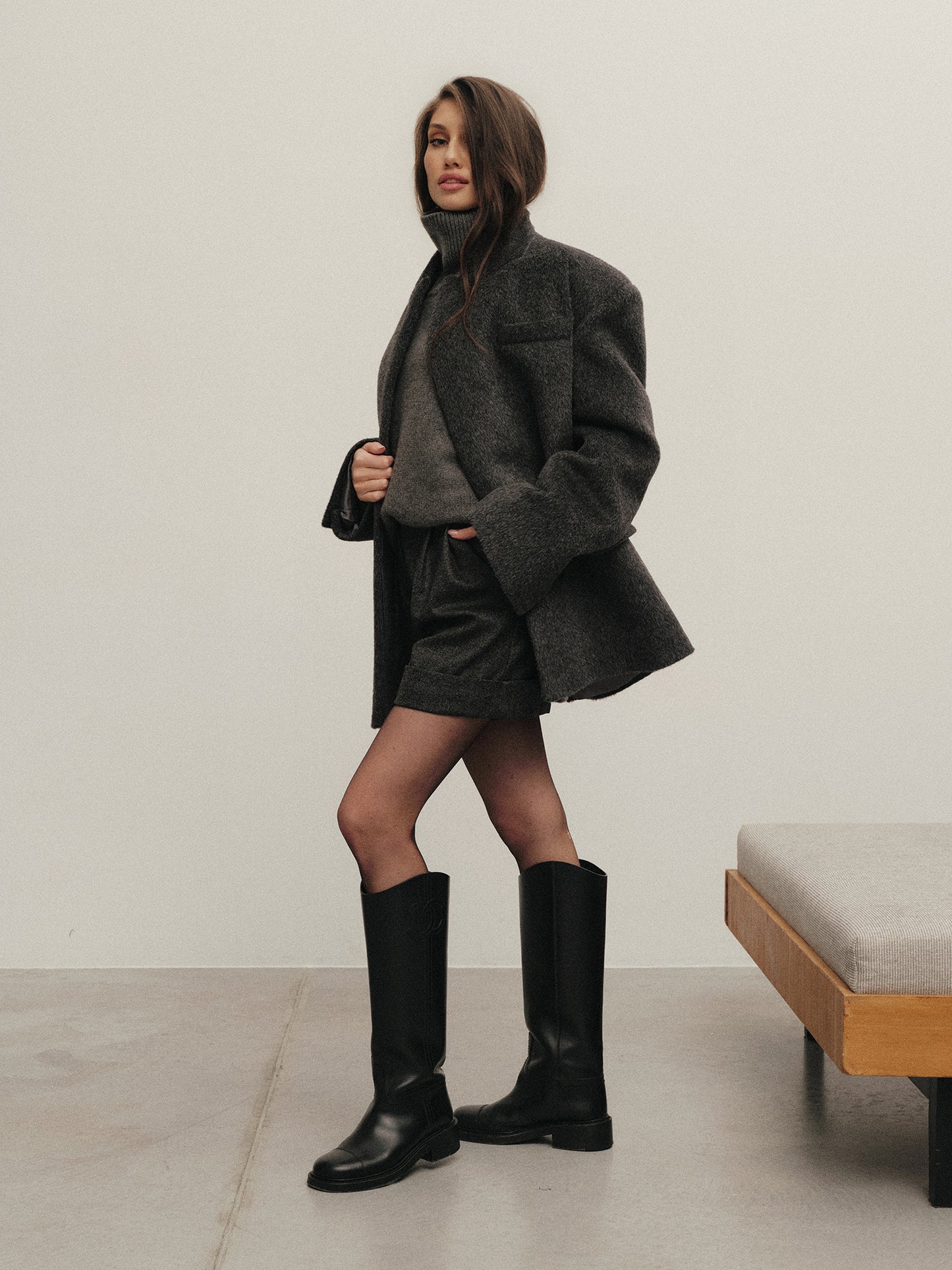Oliver loose fit winter jacket in alpaca suri blend