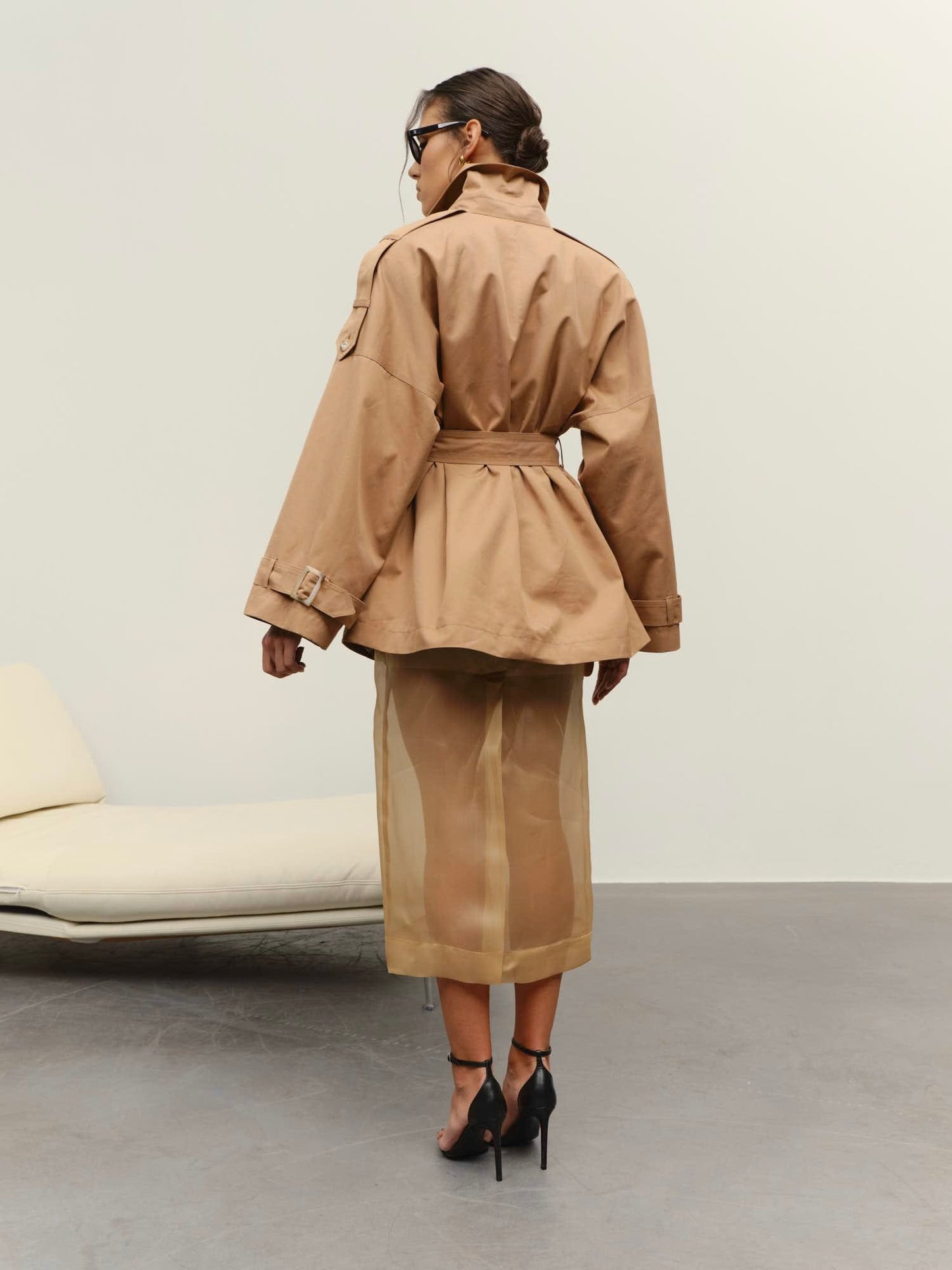 Oversized waterproof crop trench with belt