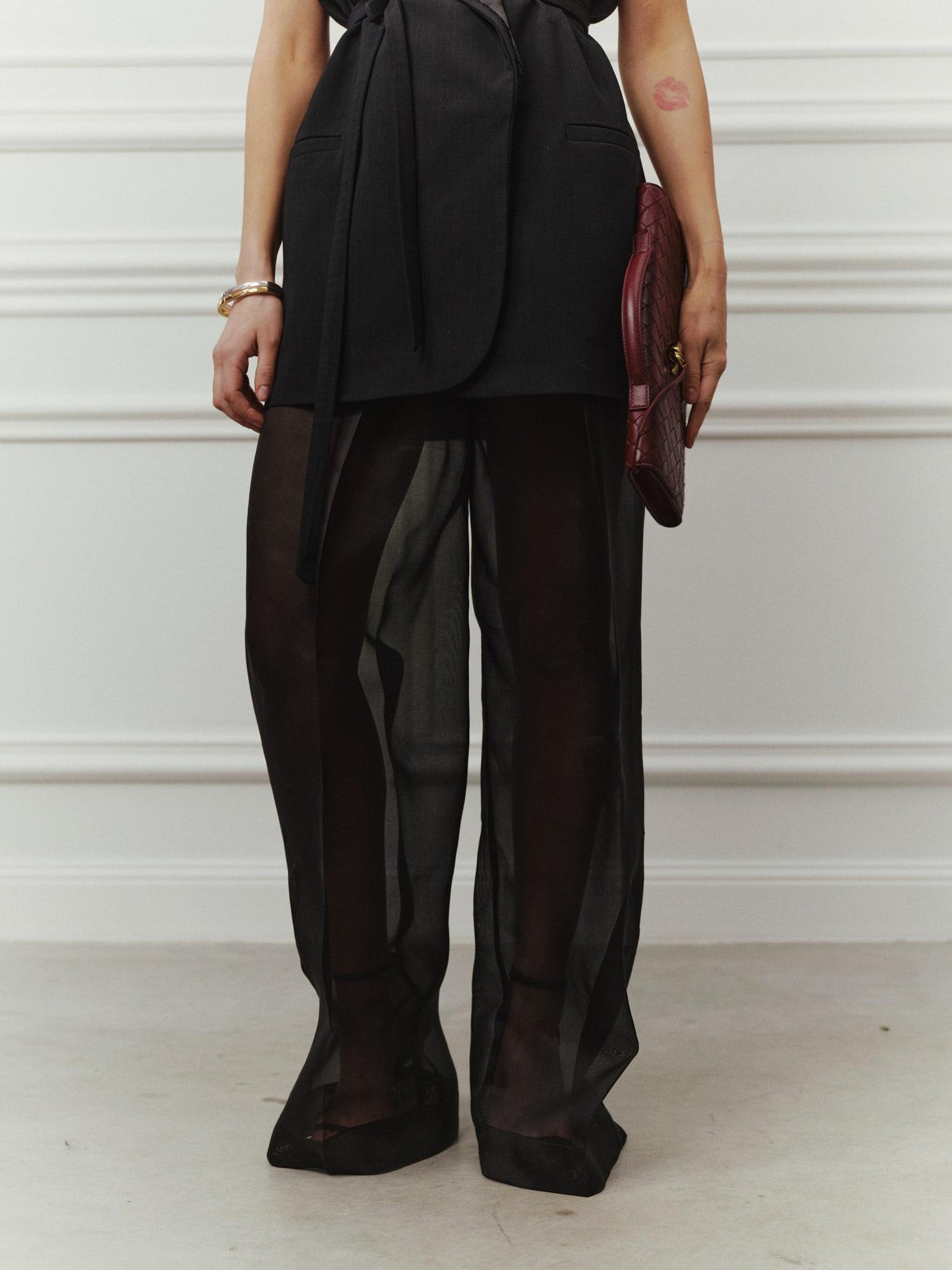 Festive silk organza palazzo pants with matching undershorts