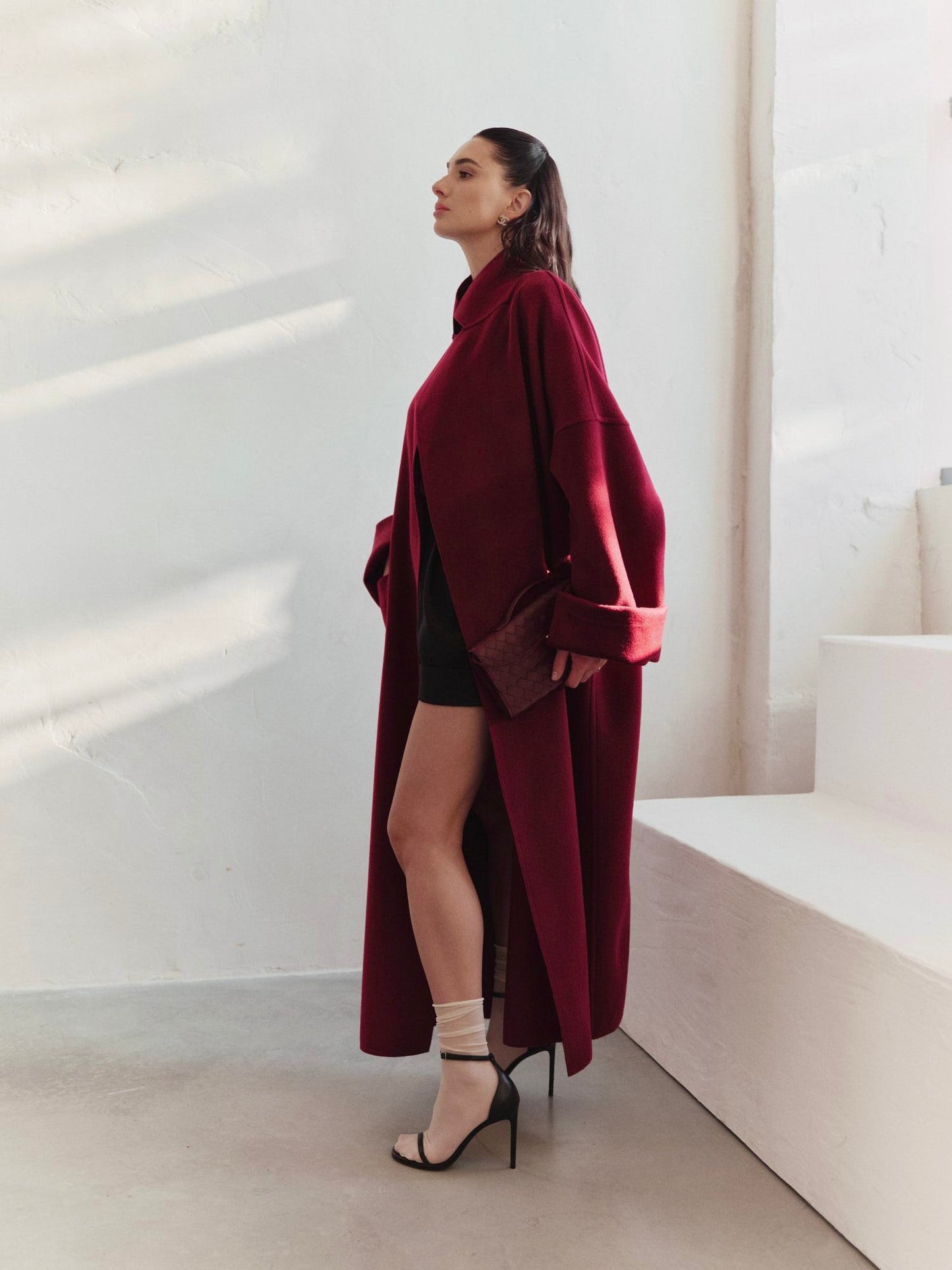 Tokio volume maxi cashmere coat with belt
