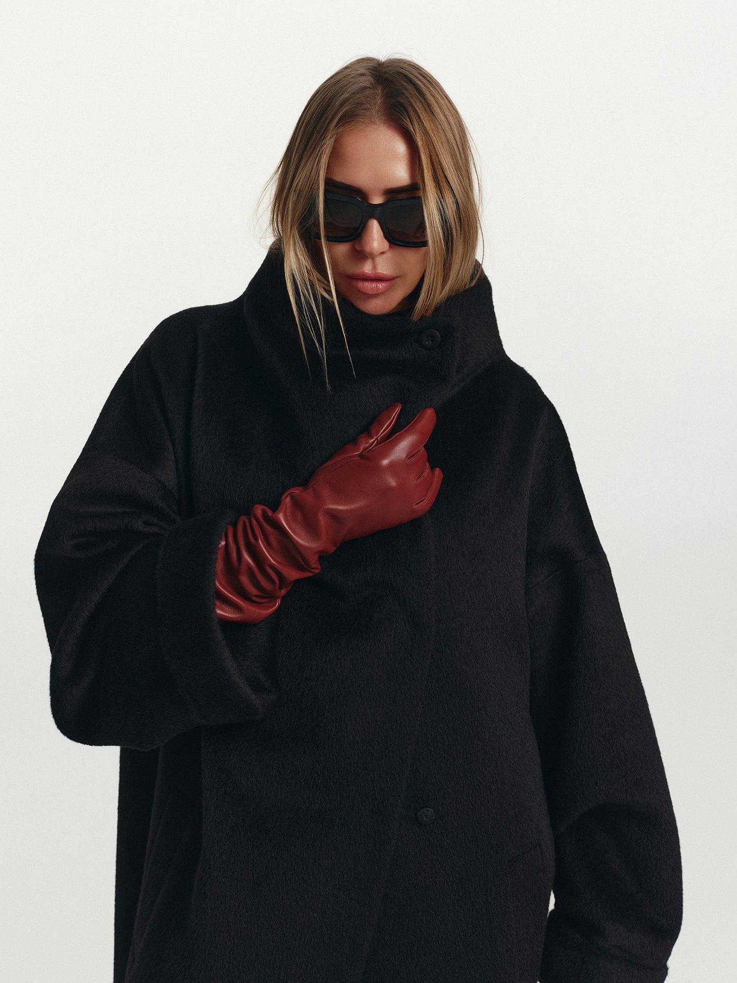 Tokyo volume maxi winter alpaca coat with belt