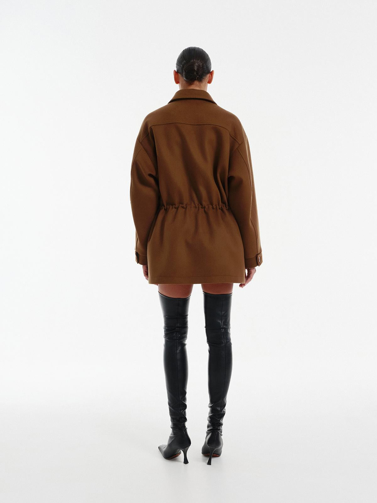 Loose fit wool cashmere utility jacket