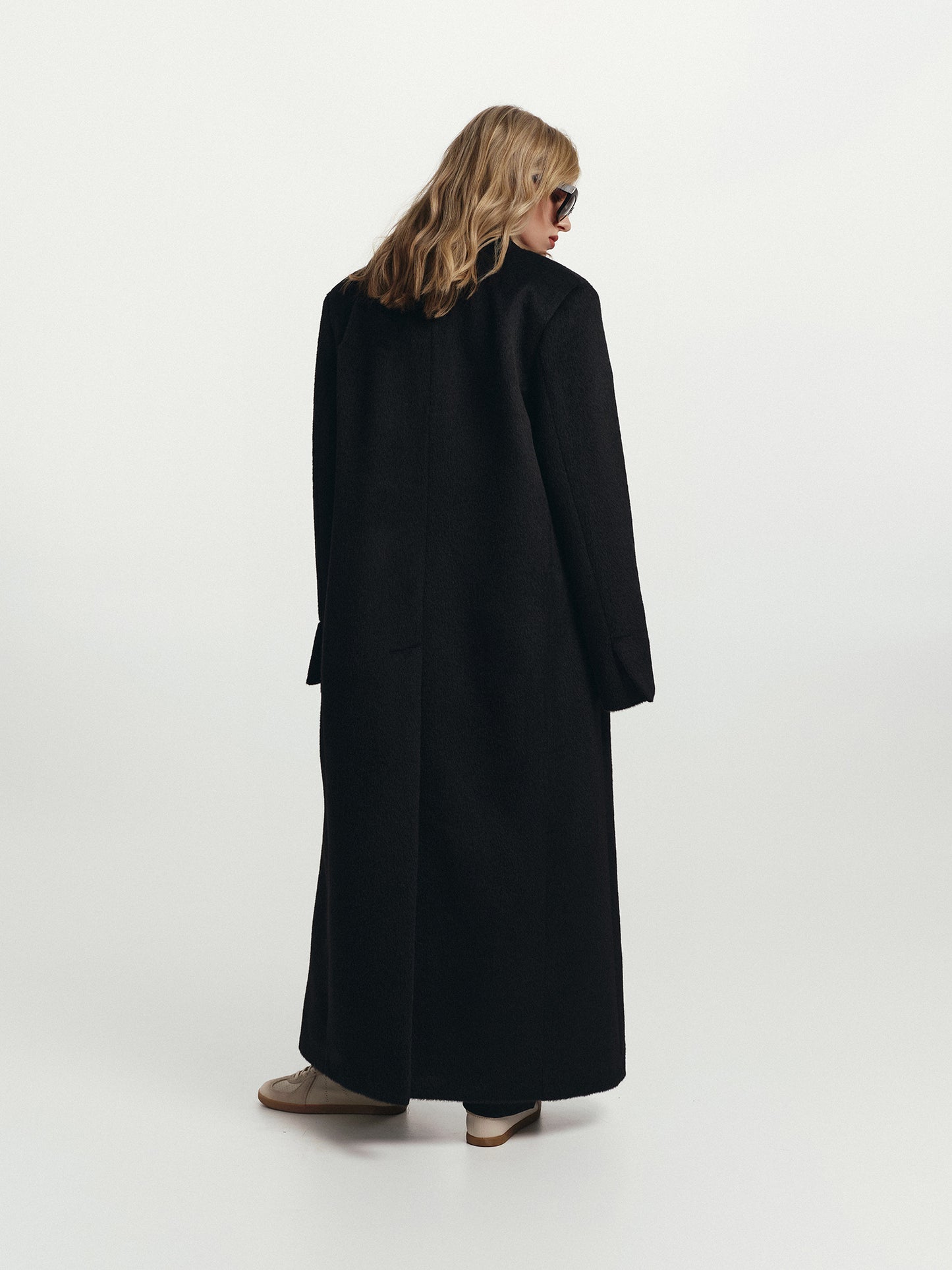 Blake relaxed fit belted winter coat in alpaca wool