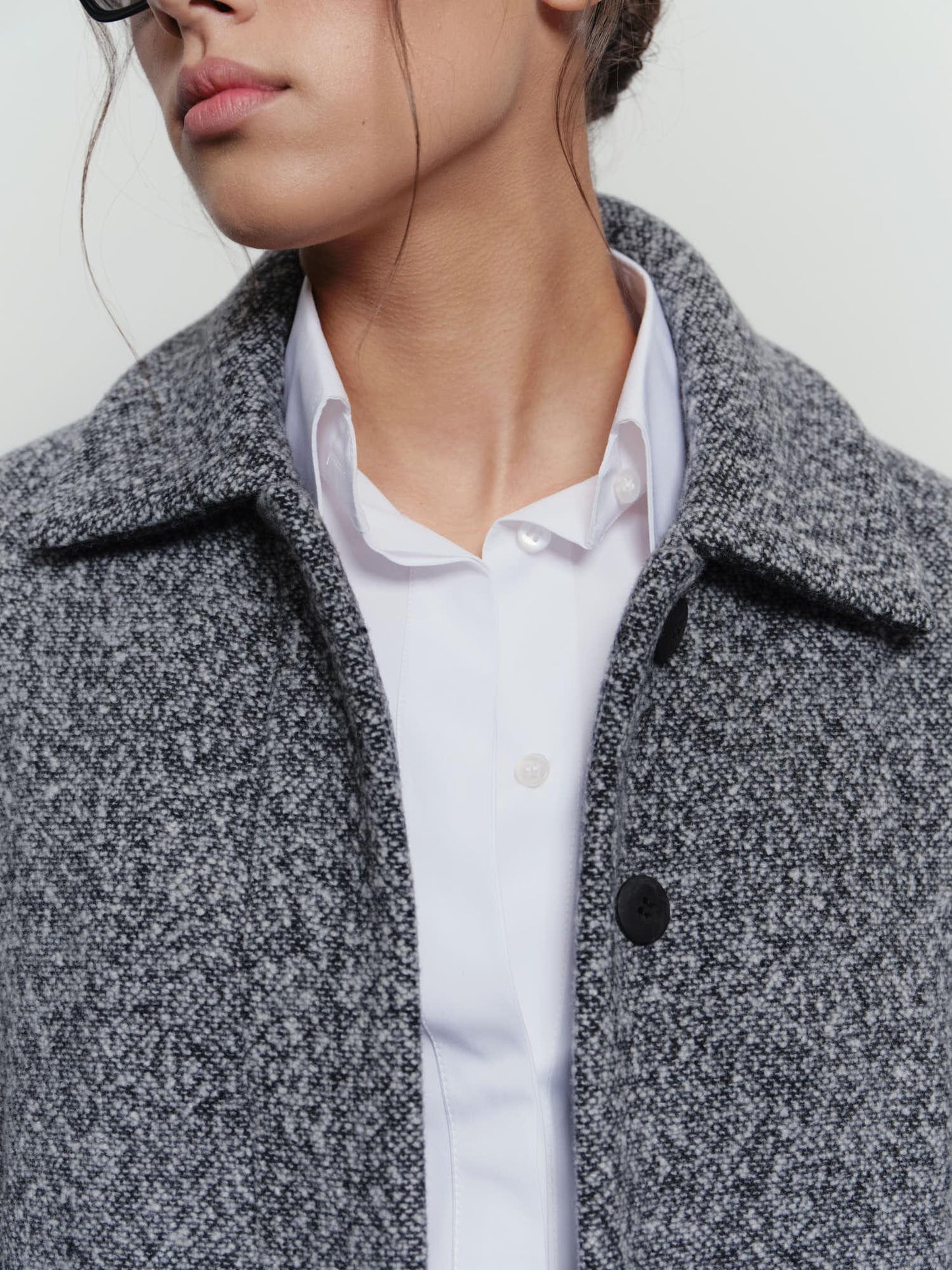 Wool cashmere mid-length bomber jacket