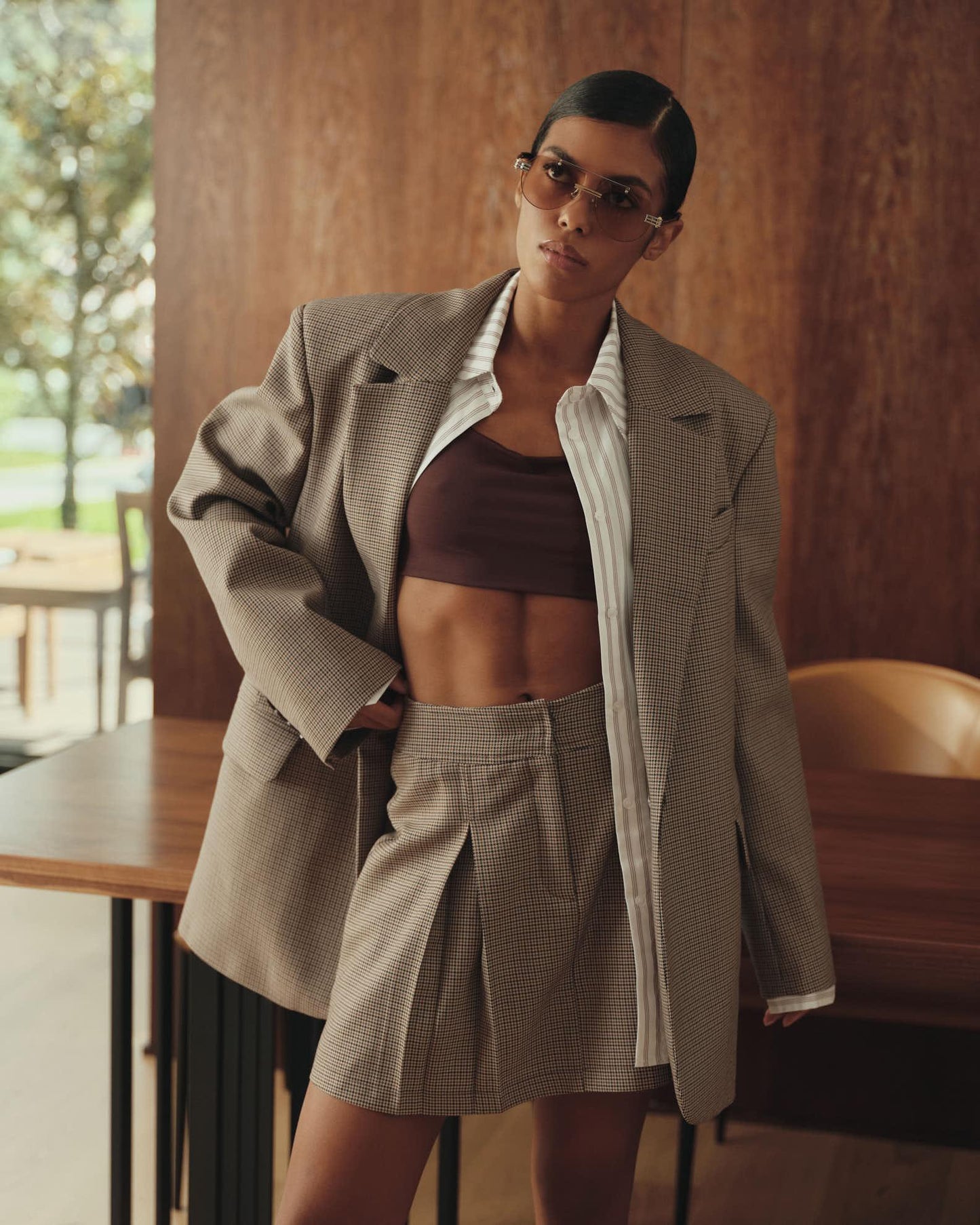 Two-piece set with Ralph contemporary fit wool jacket and mini skirt