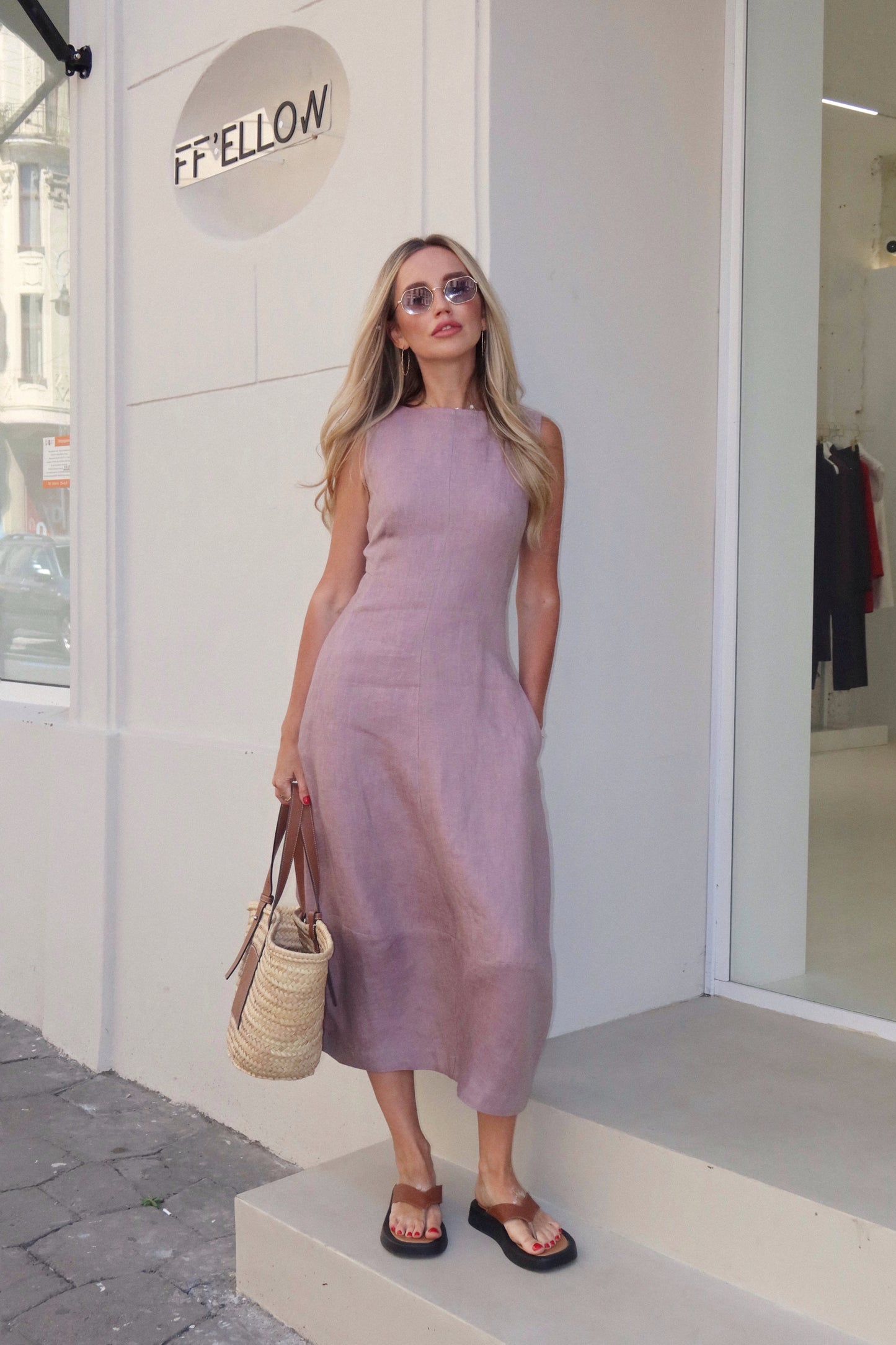 KATE boat-neck linen dress