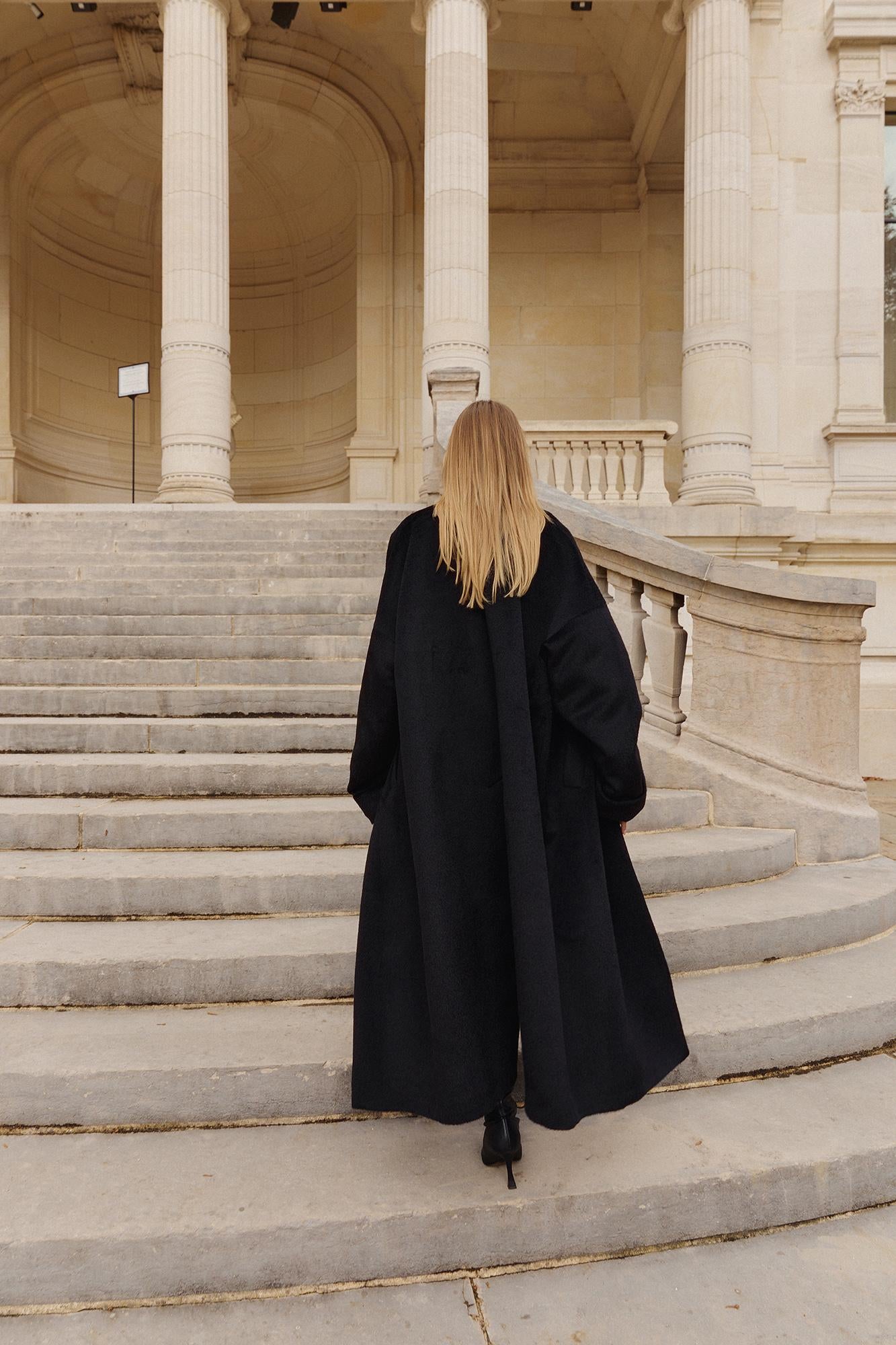 Tokyo volume maxi winter alpaca coat with belt