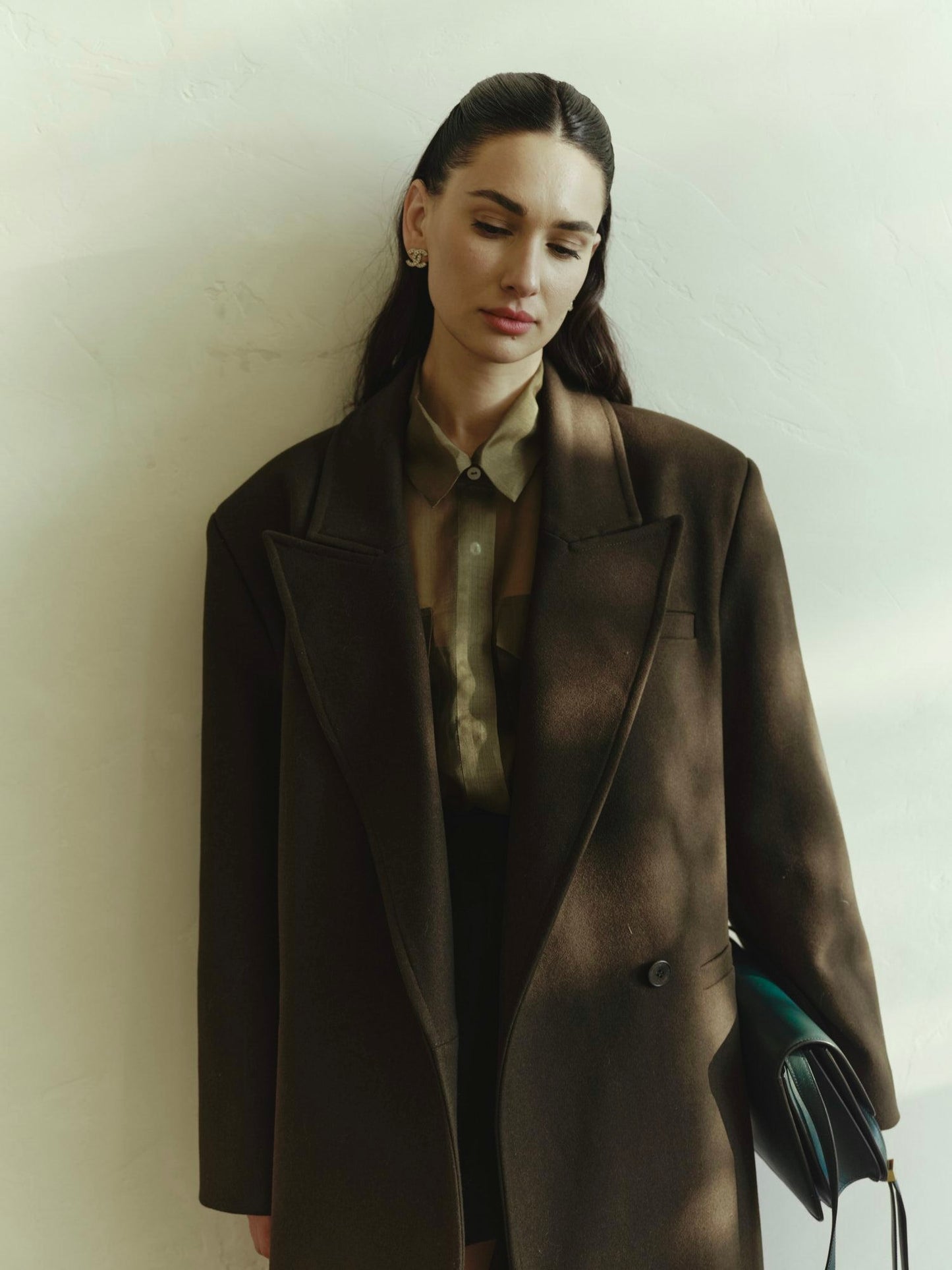 Oscar deep olive cashmere coat