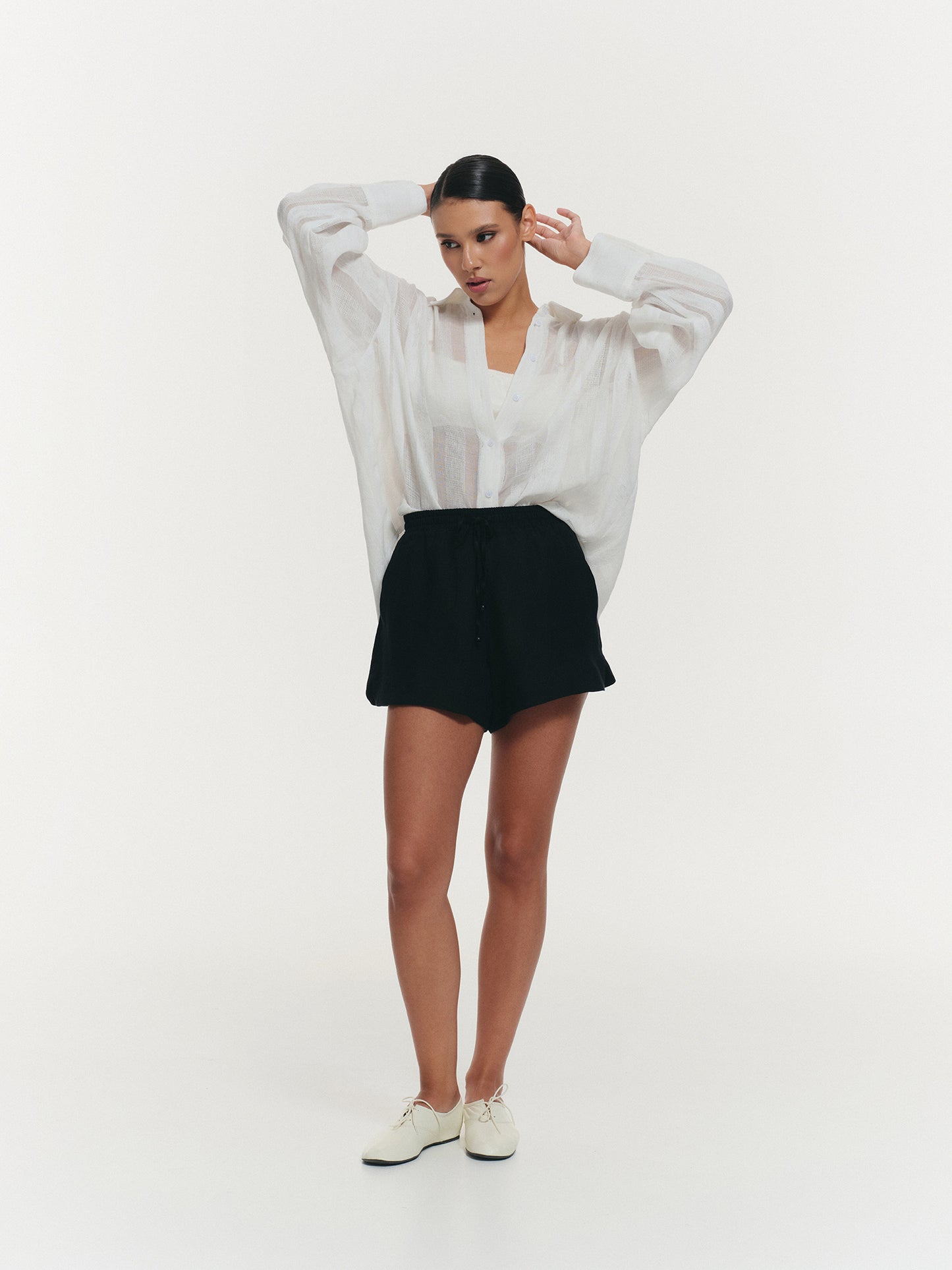 Boxer shorts in black linen silk blend