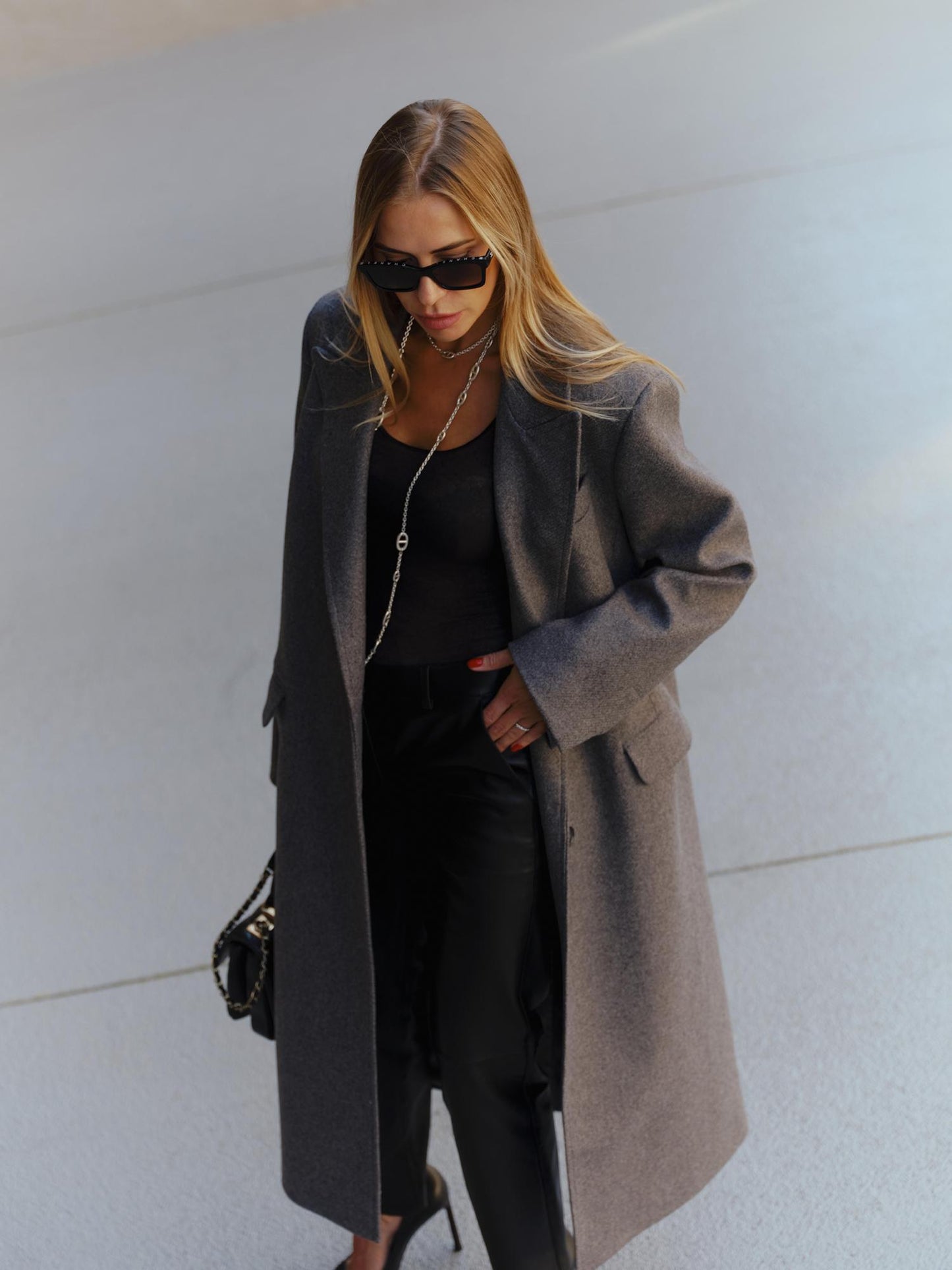 Rachel loose fit coat in structured wool cashmere blend