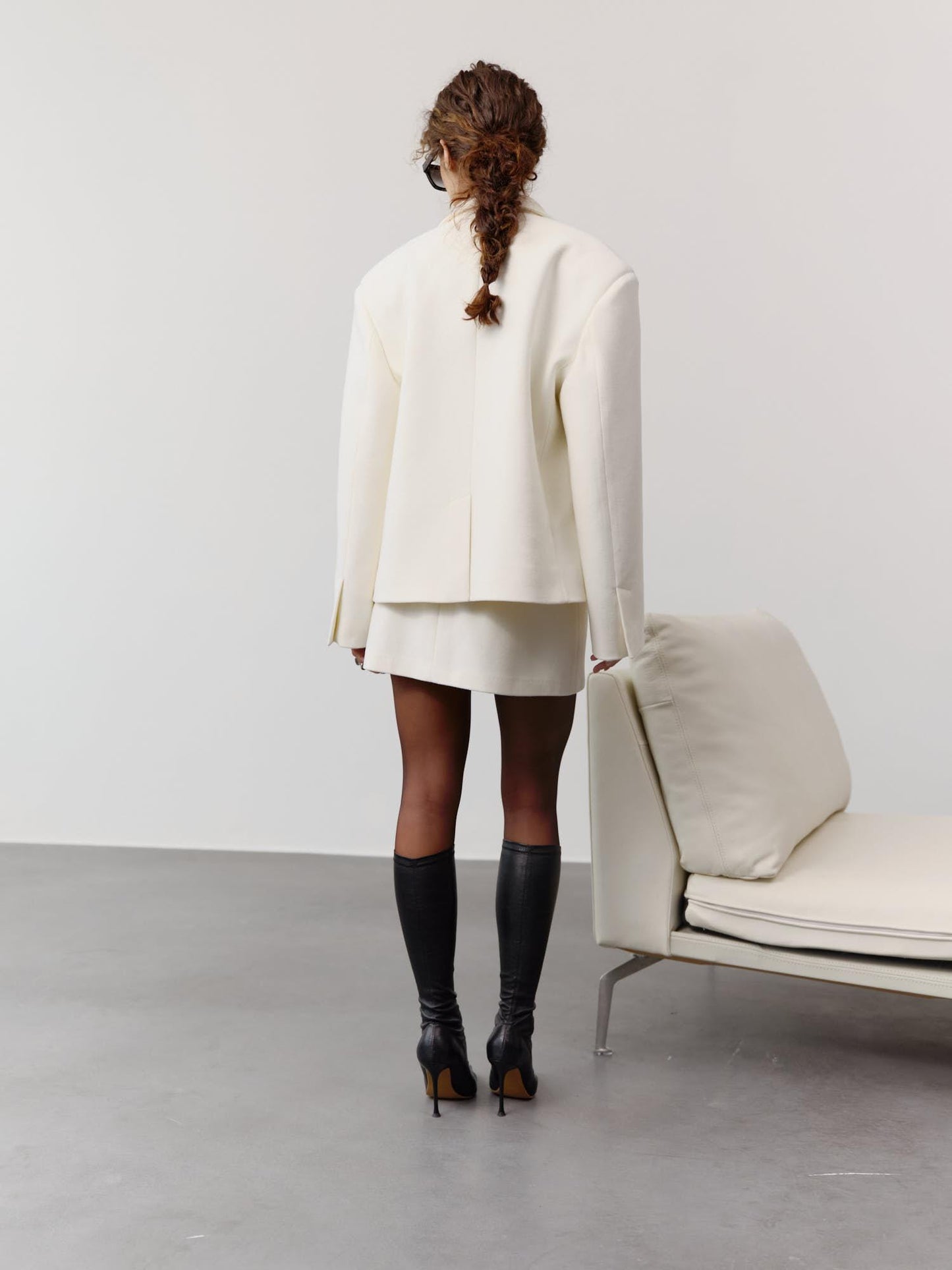 Tayra oversized crop jacket in wool cashmere blend