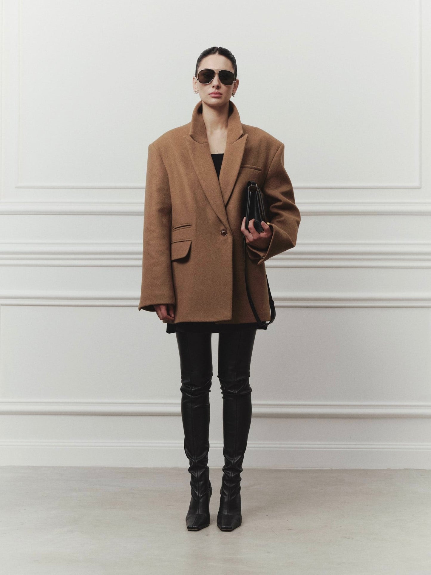 Ava oversized jacket in camel wool