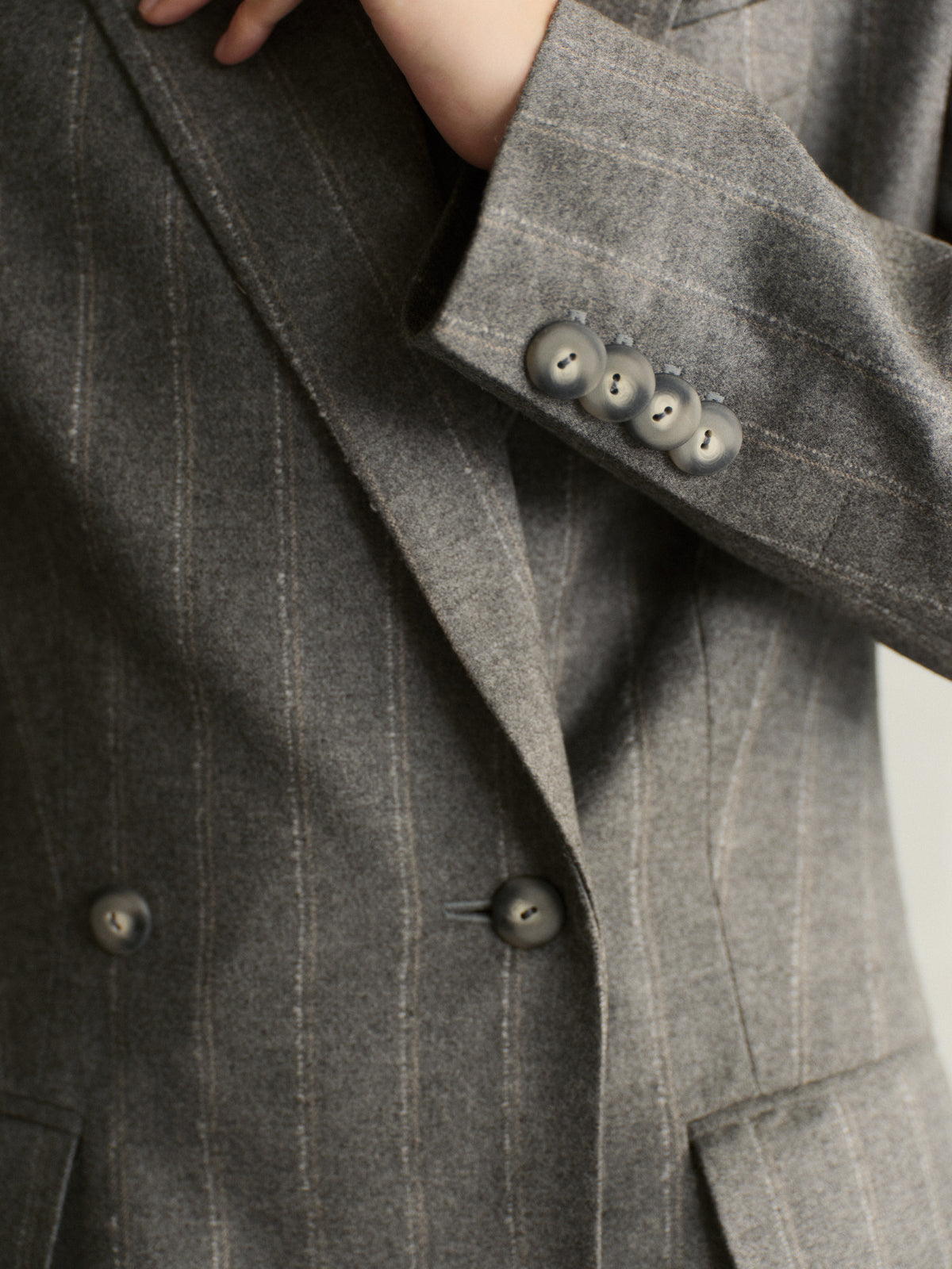 Linda fitted wool double-breasted jacket with matching mini skirt
