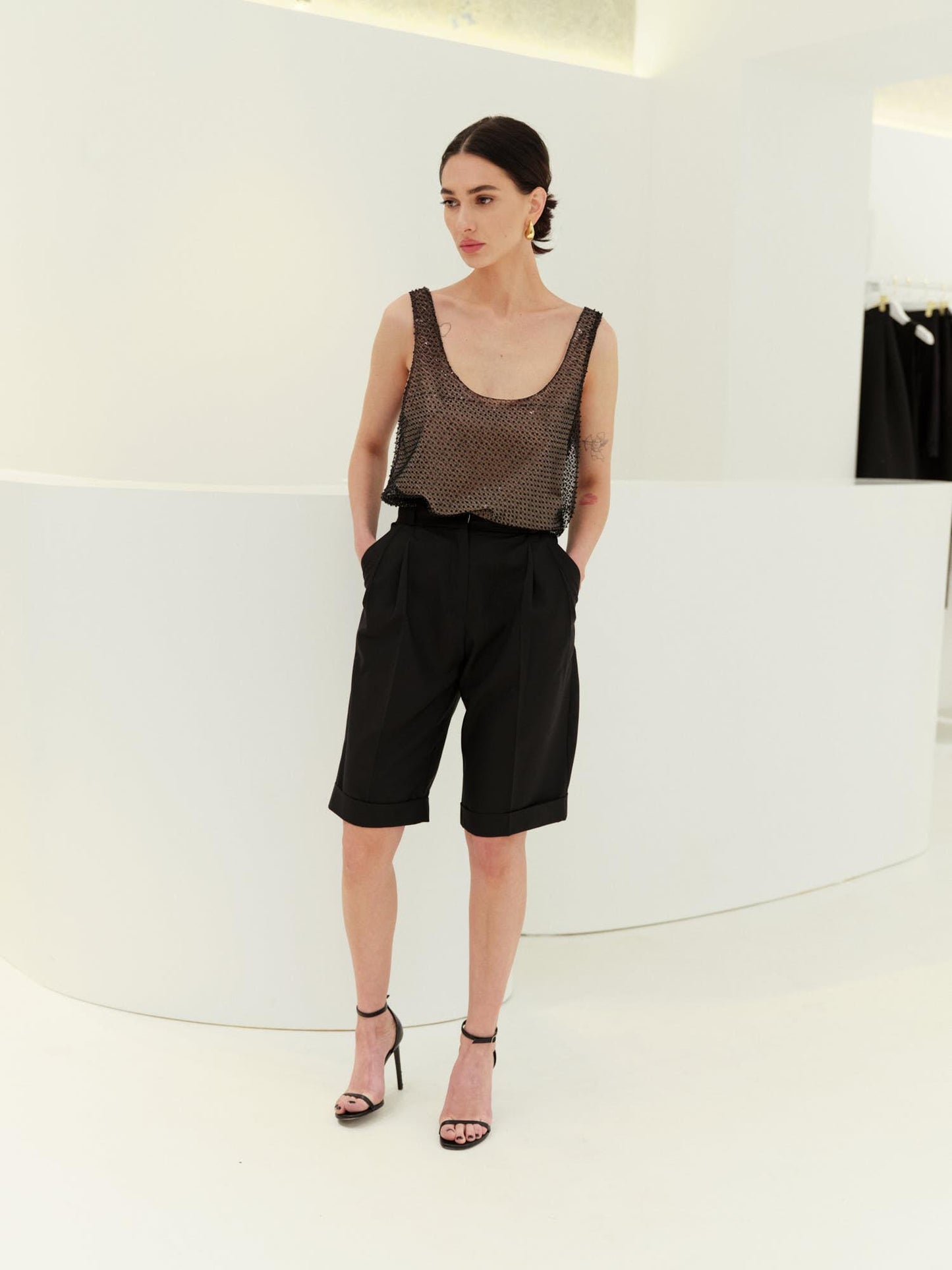 Wool silk Bermuda shorts