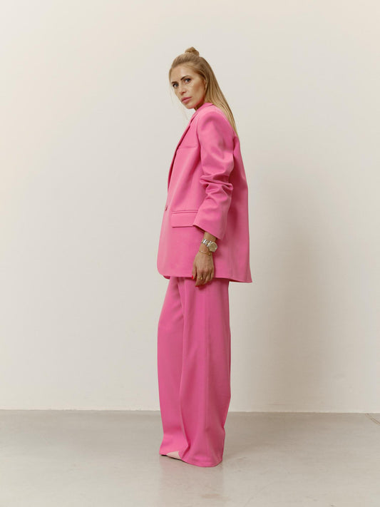 The Obsession hot pink two-piece wool suit with pants
