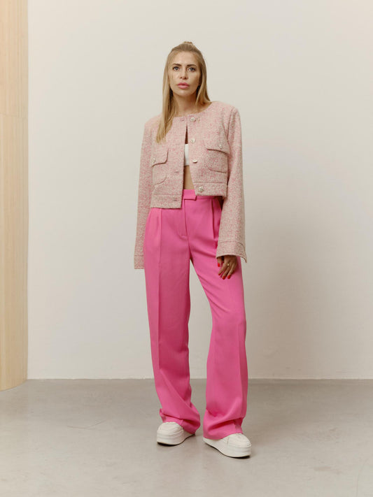 Accent hot pink regular fit wool pants