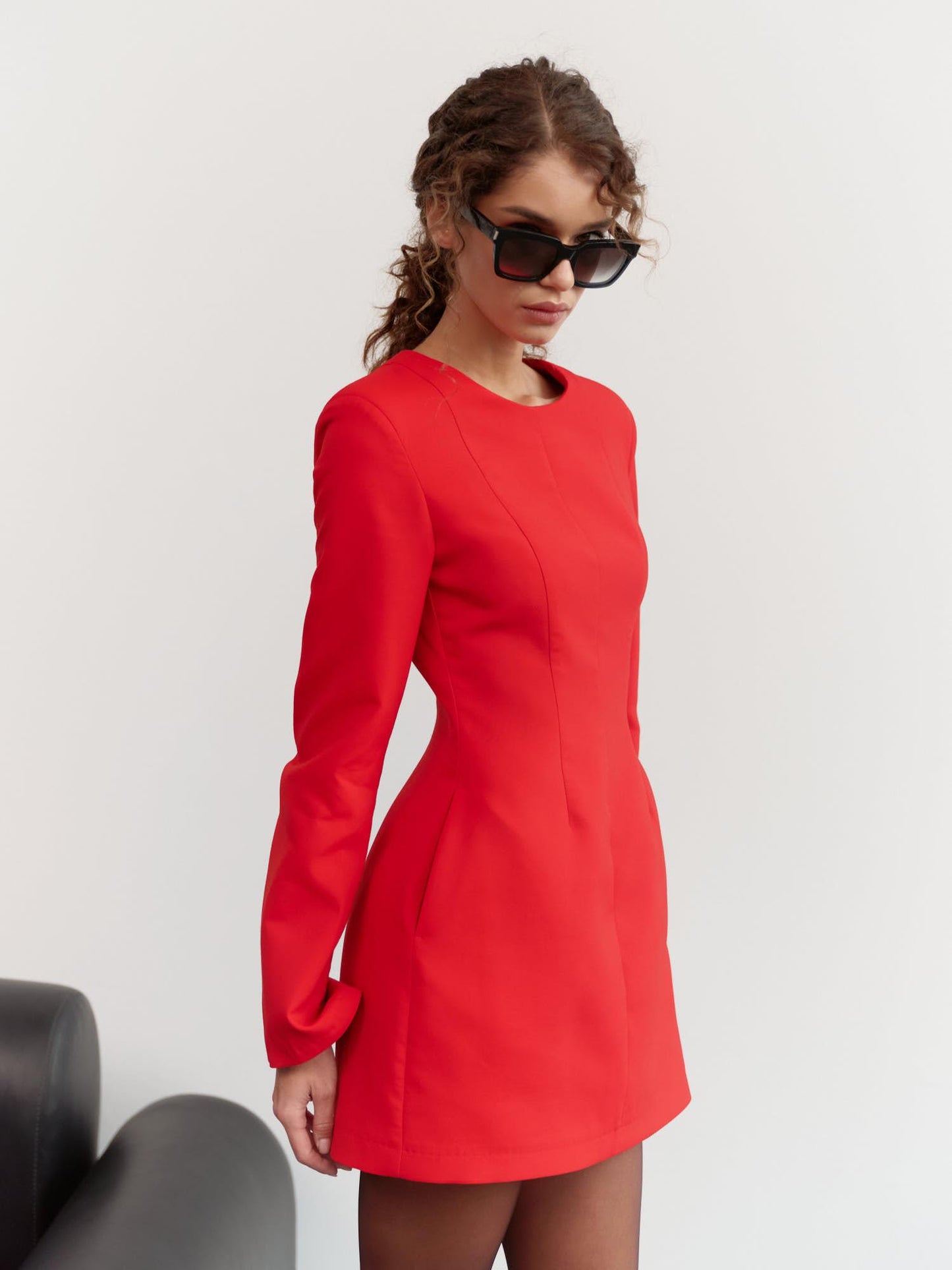 Sidney architecture mini dress in fine red wool