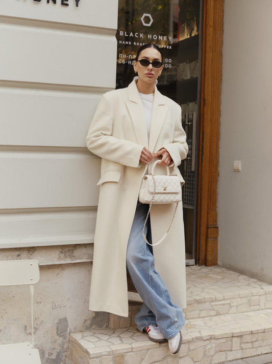 Blake straight fit oversized coat in milk cashmere