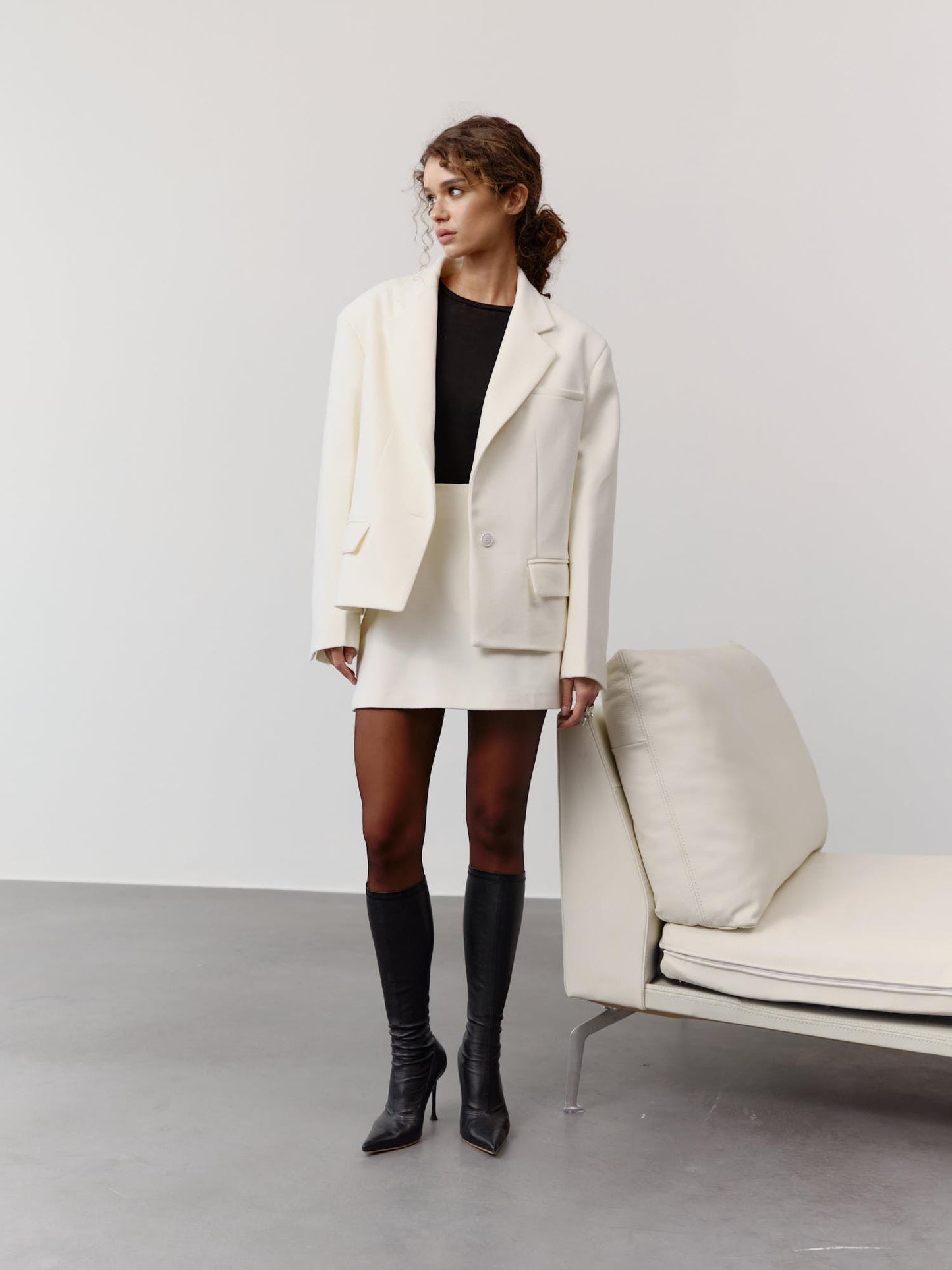 Tayra oversized crop jacket in wool cashmere blend