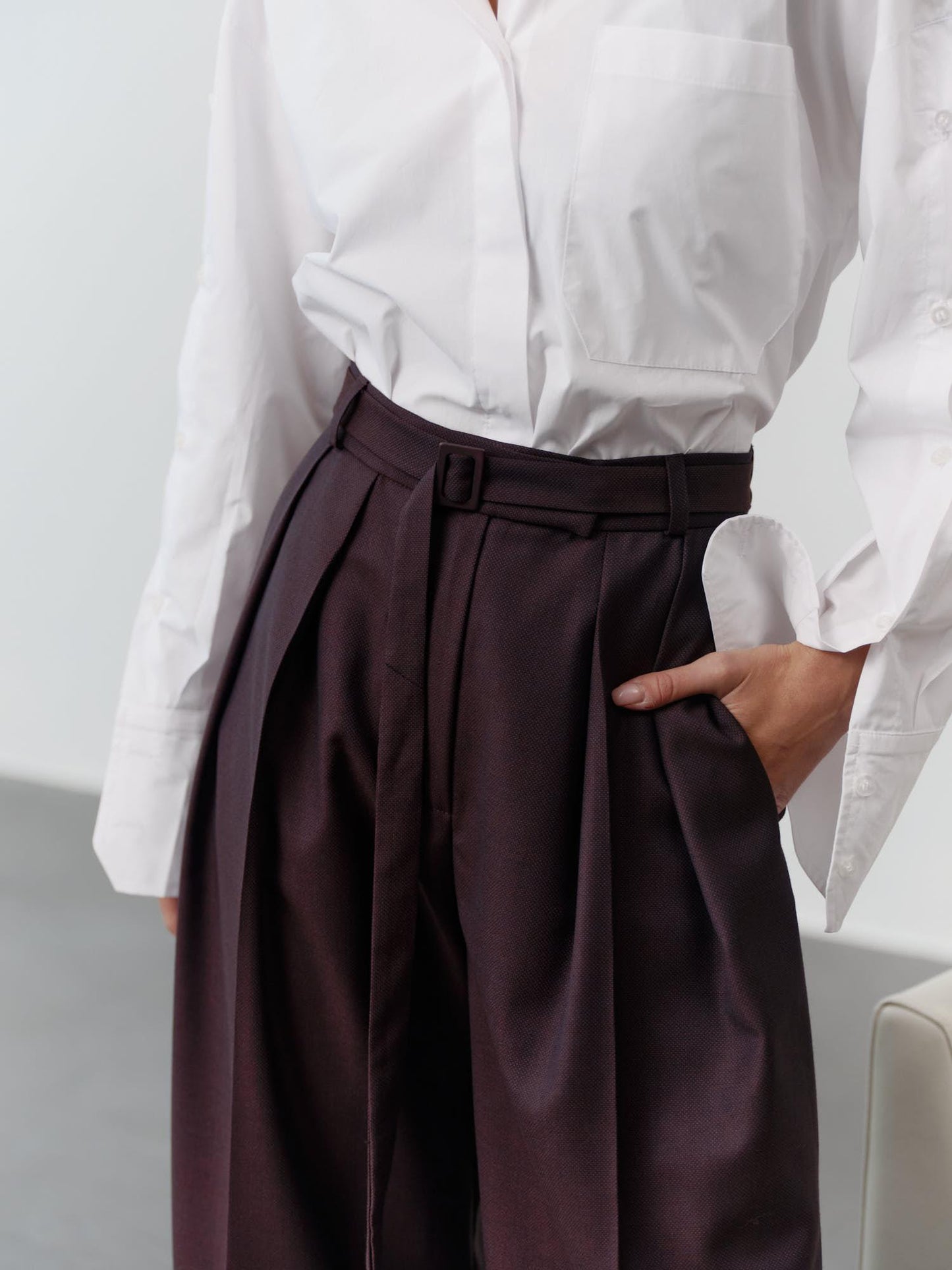 Relaxed fit cotton shirt with accent buttoned sleeves