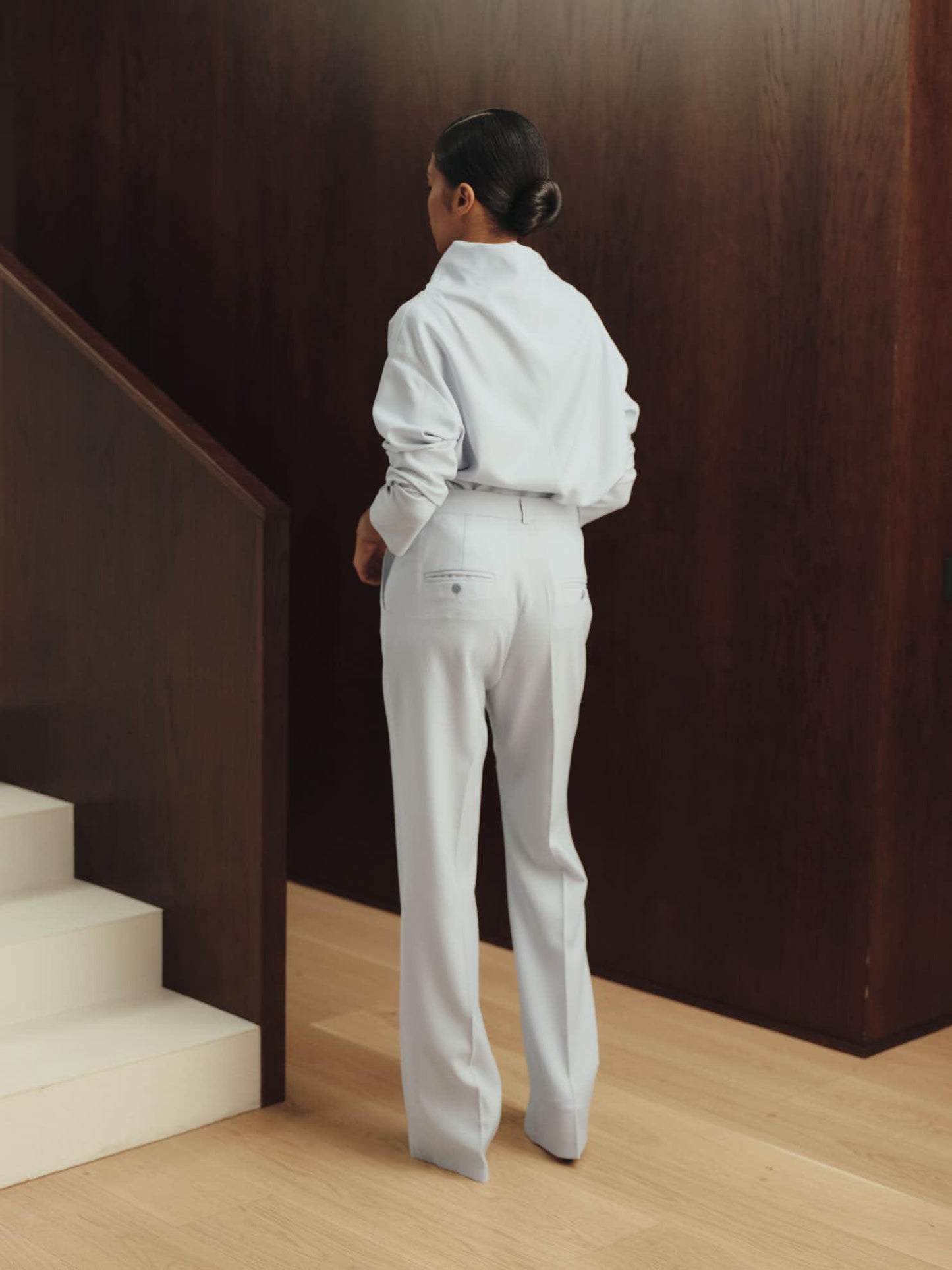 Two-piece wool set with high-neck loose longsleeve and regular fit pants