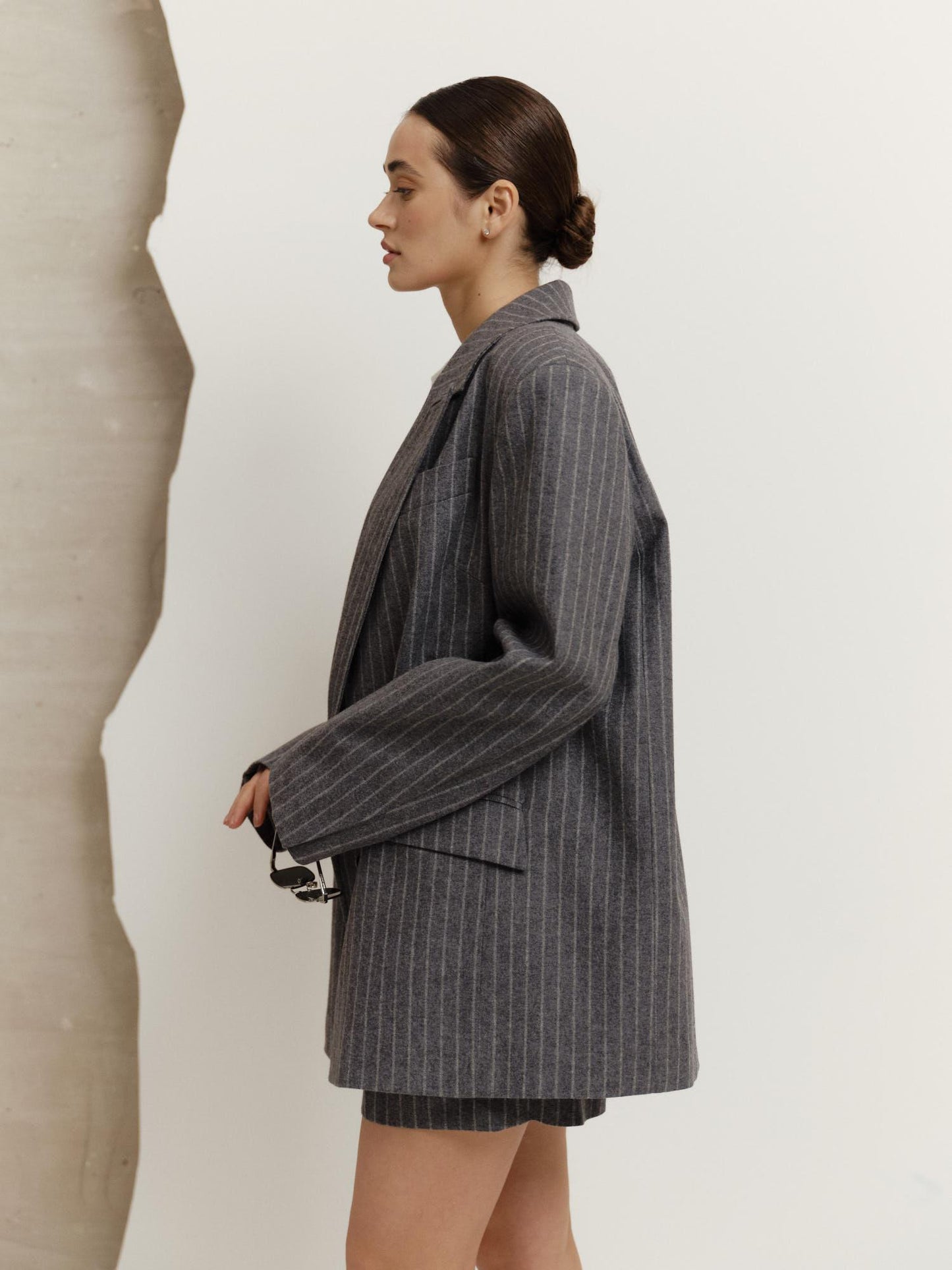 Two-piece striped wool set with shorts