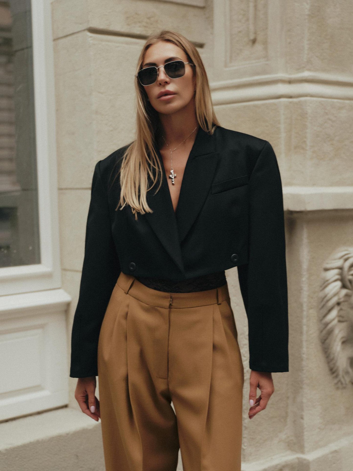 Noah wide leg palazzo pants in caramel wool