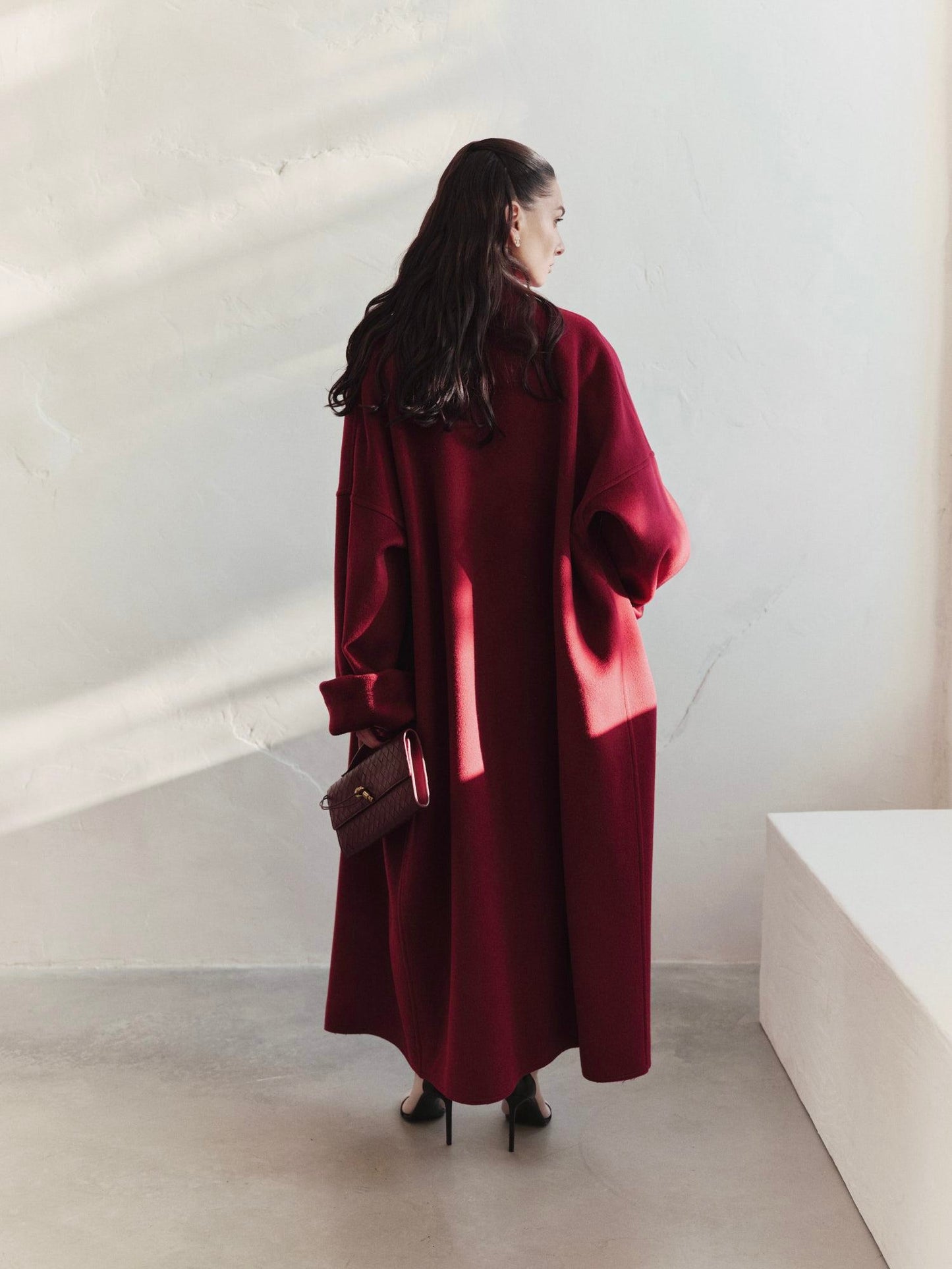 Tokio volume maxi cashmere coat with belt