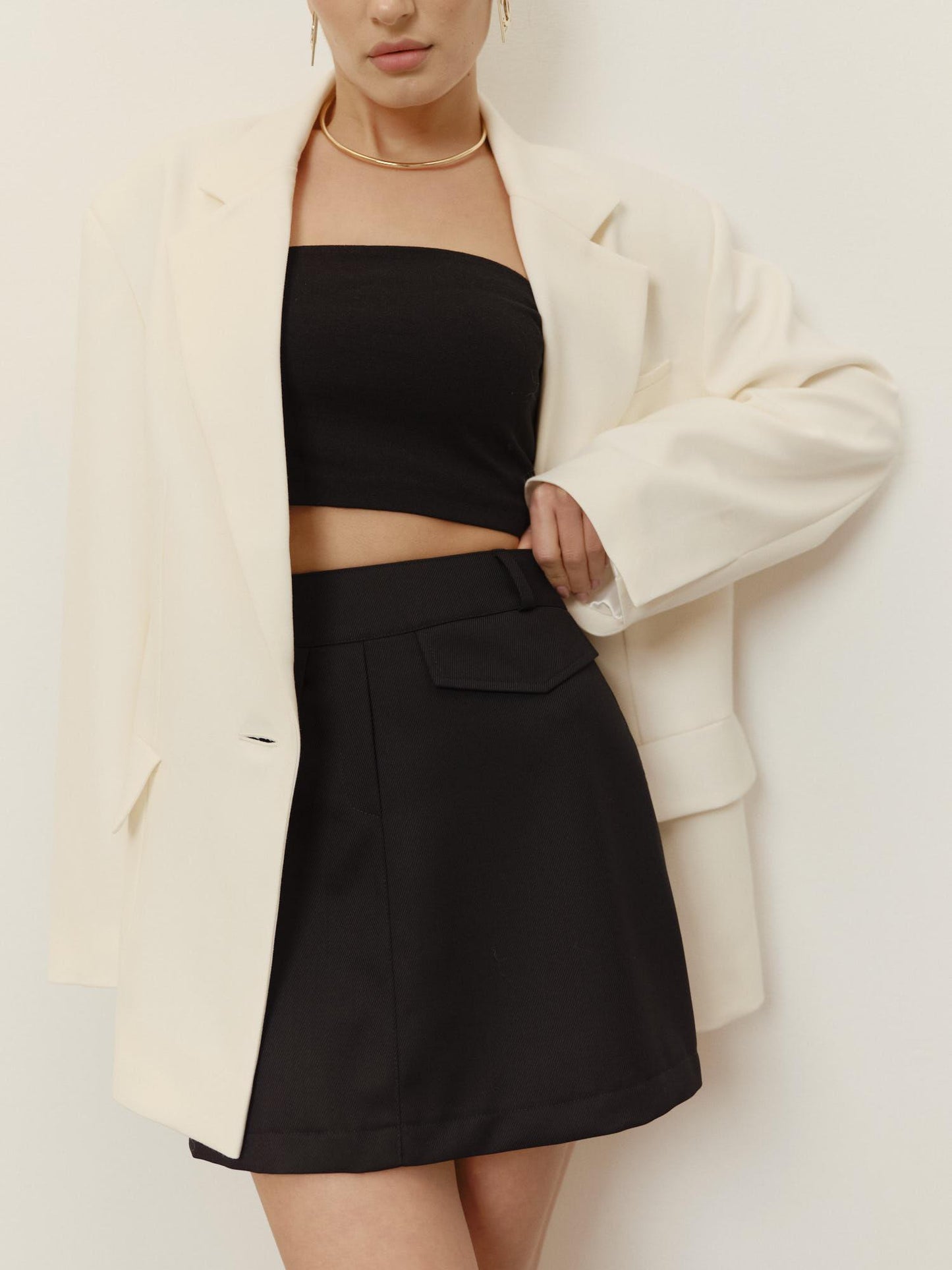 Loose fit single breast wool blazer