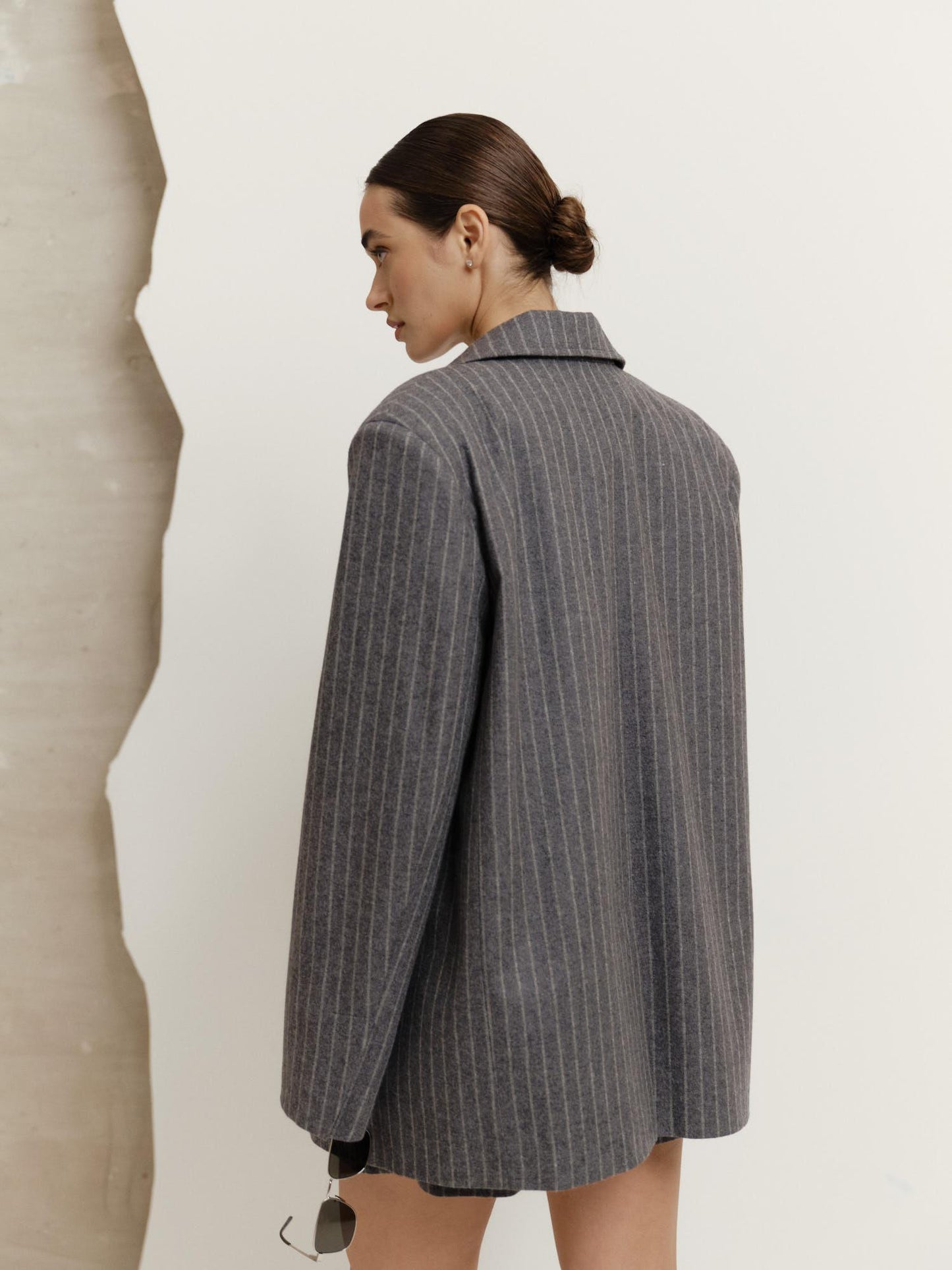 Two-piece striped wool set with shorts