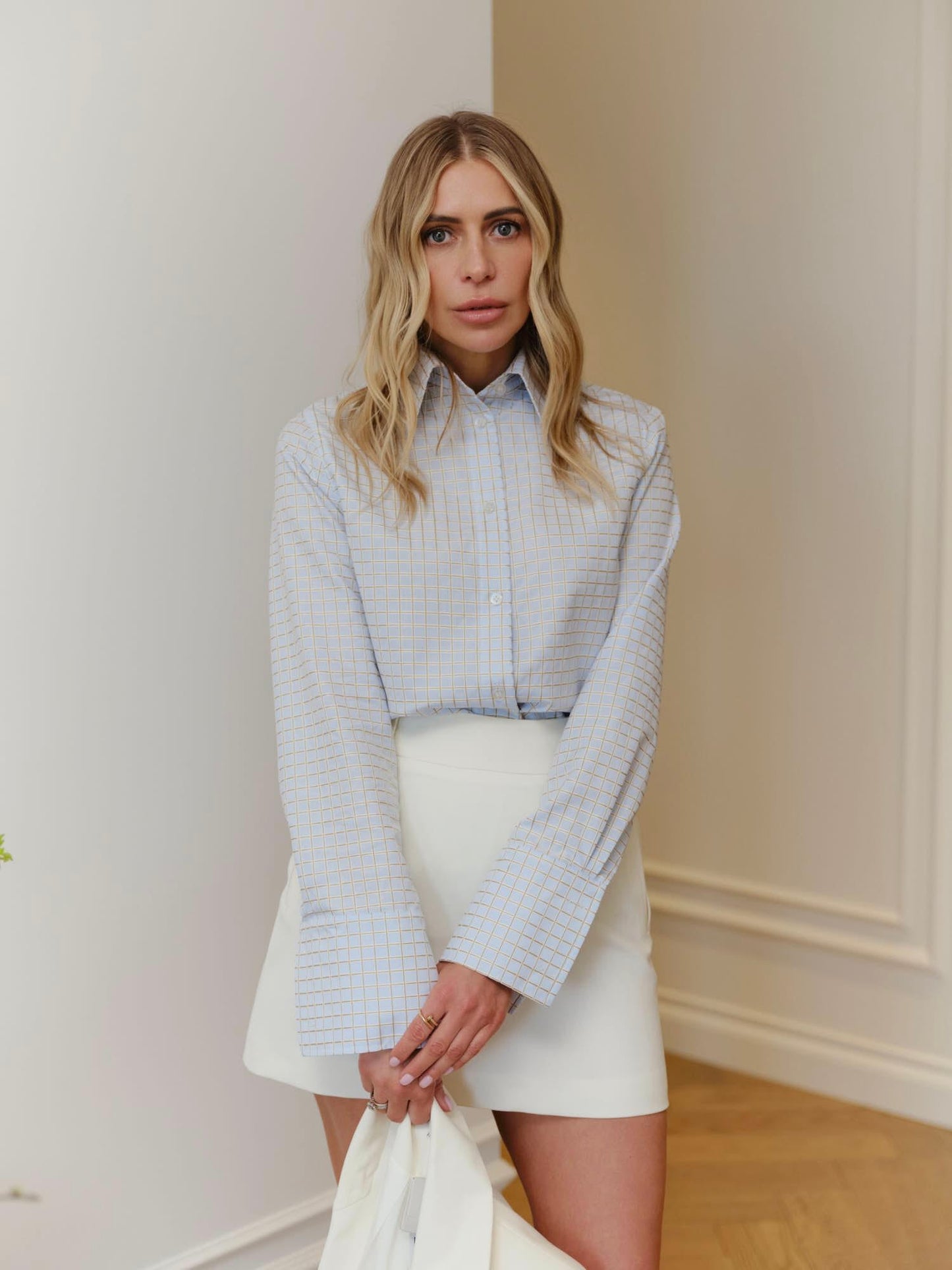 Two-piece suit with Leya wool fitted jacket and A-line mini skirt