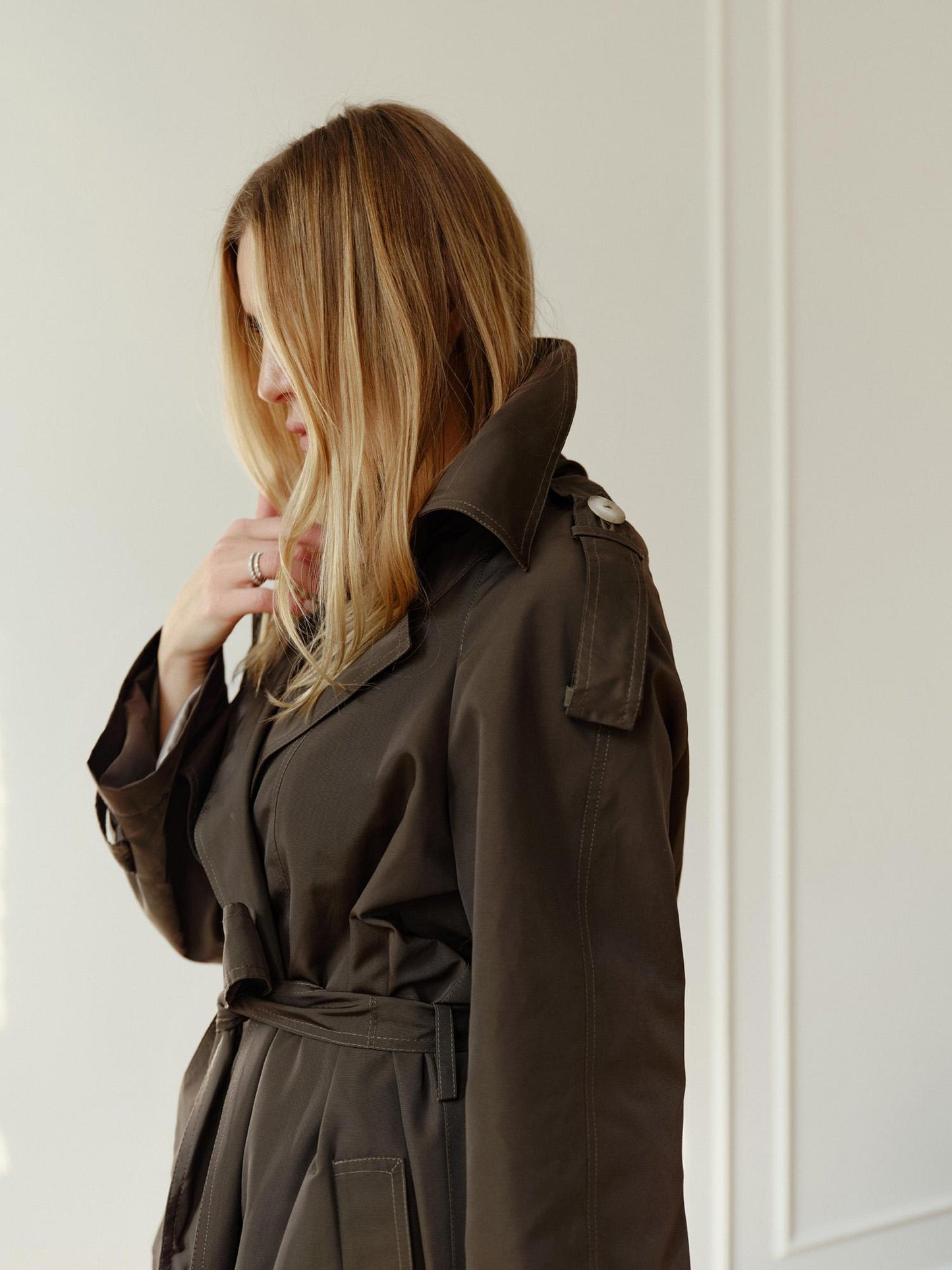 One size raincoat in khaki waterproof fabric