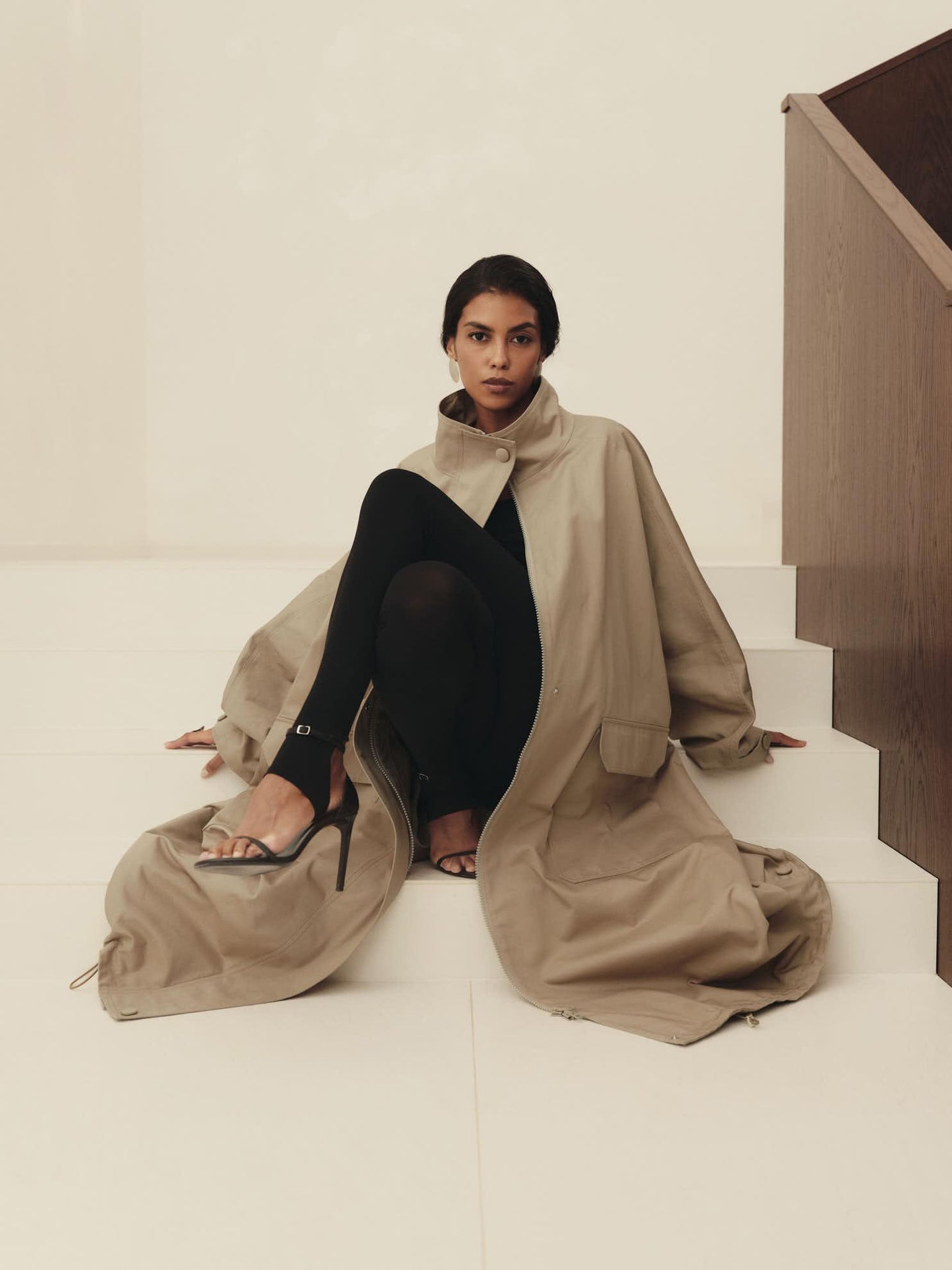 Heavy cotton maxi volume lined trench parka