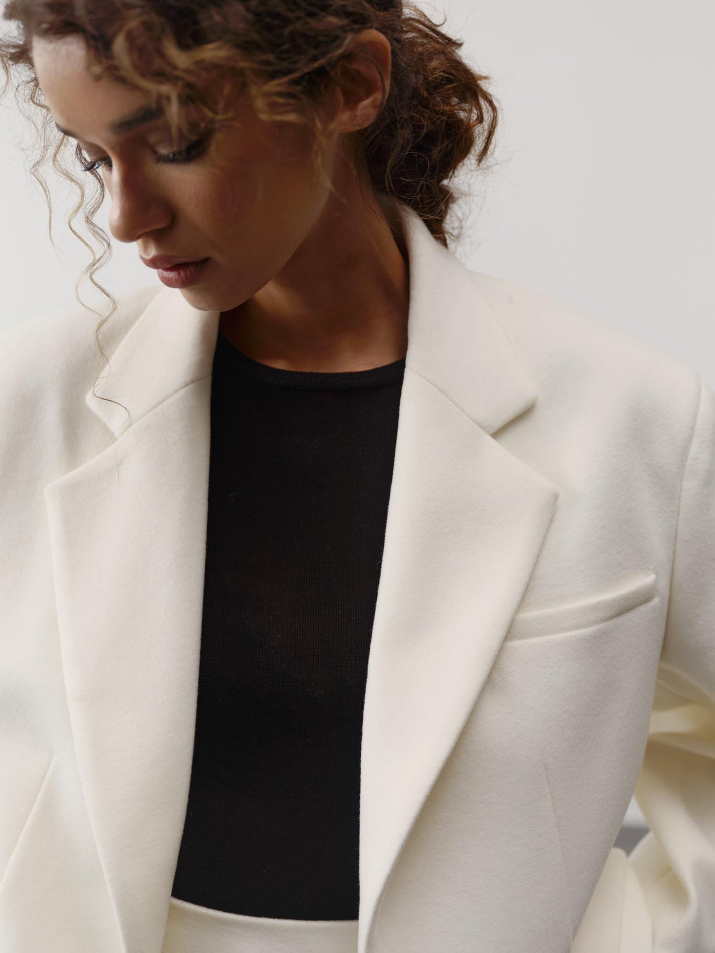 Tayra oversized crop jacket in wool cashmere blend