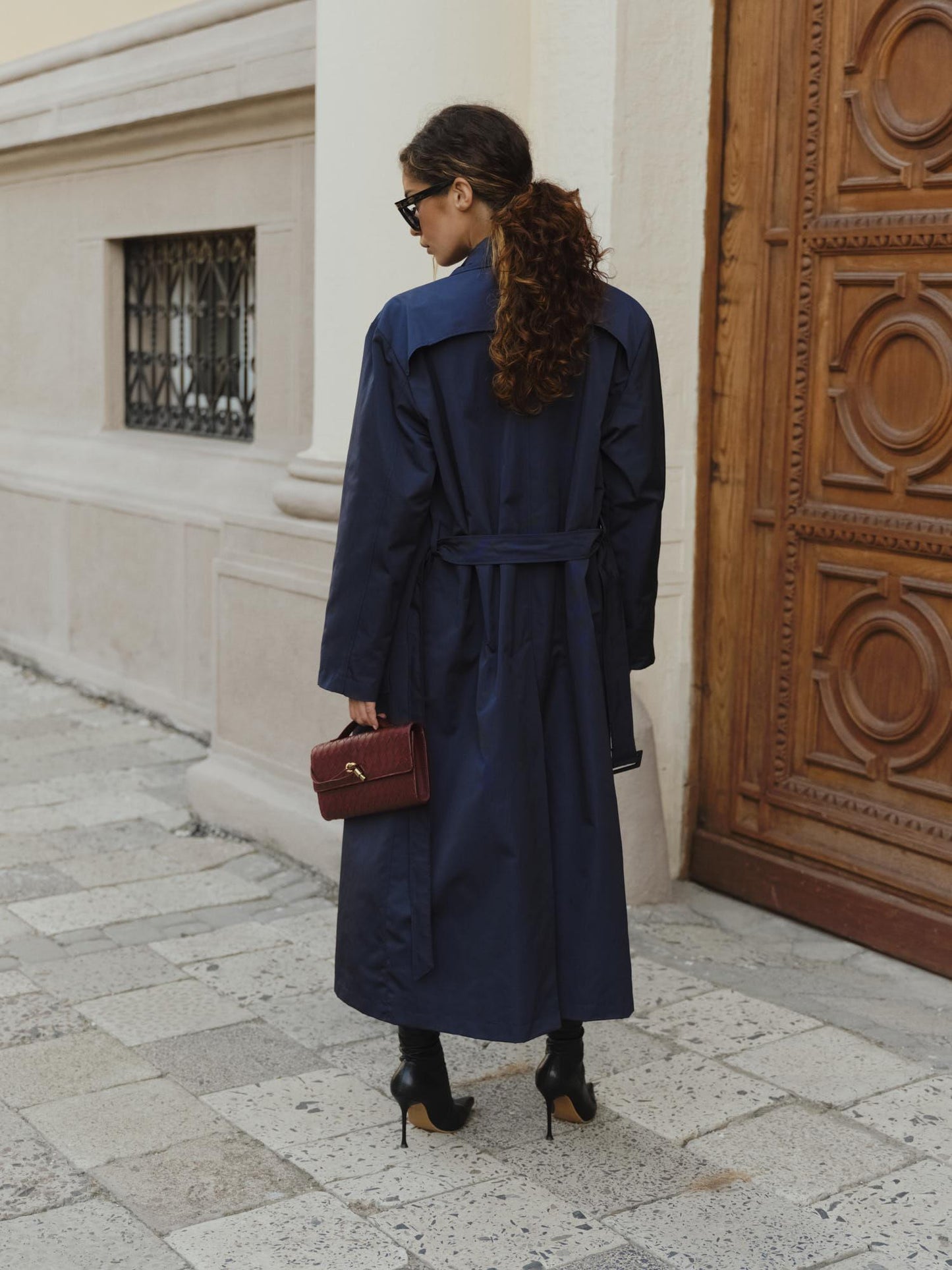 Classic loose fit waterproof midi raincoat
