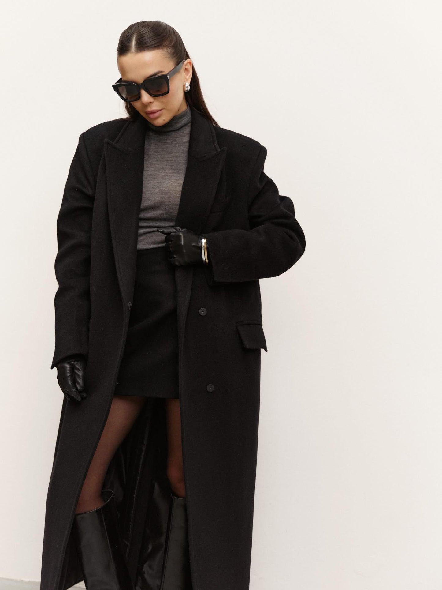 A-line wool cashmere mini skirt