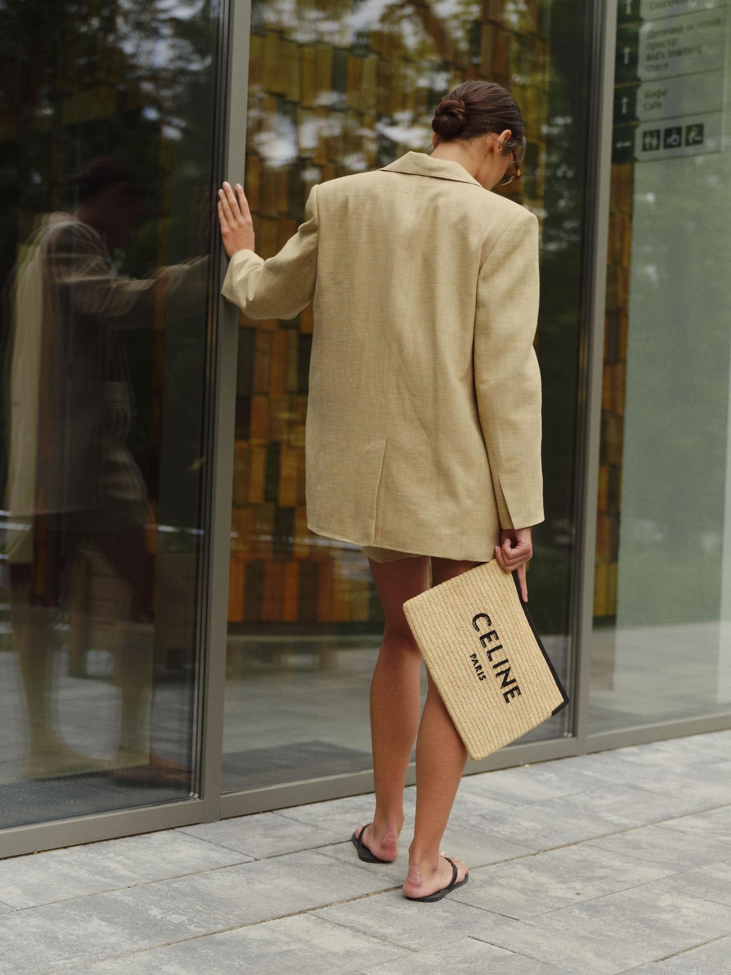 Two-piece suit with single-breast regular fit jacket and mini skirt