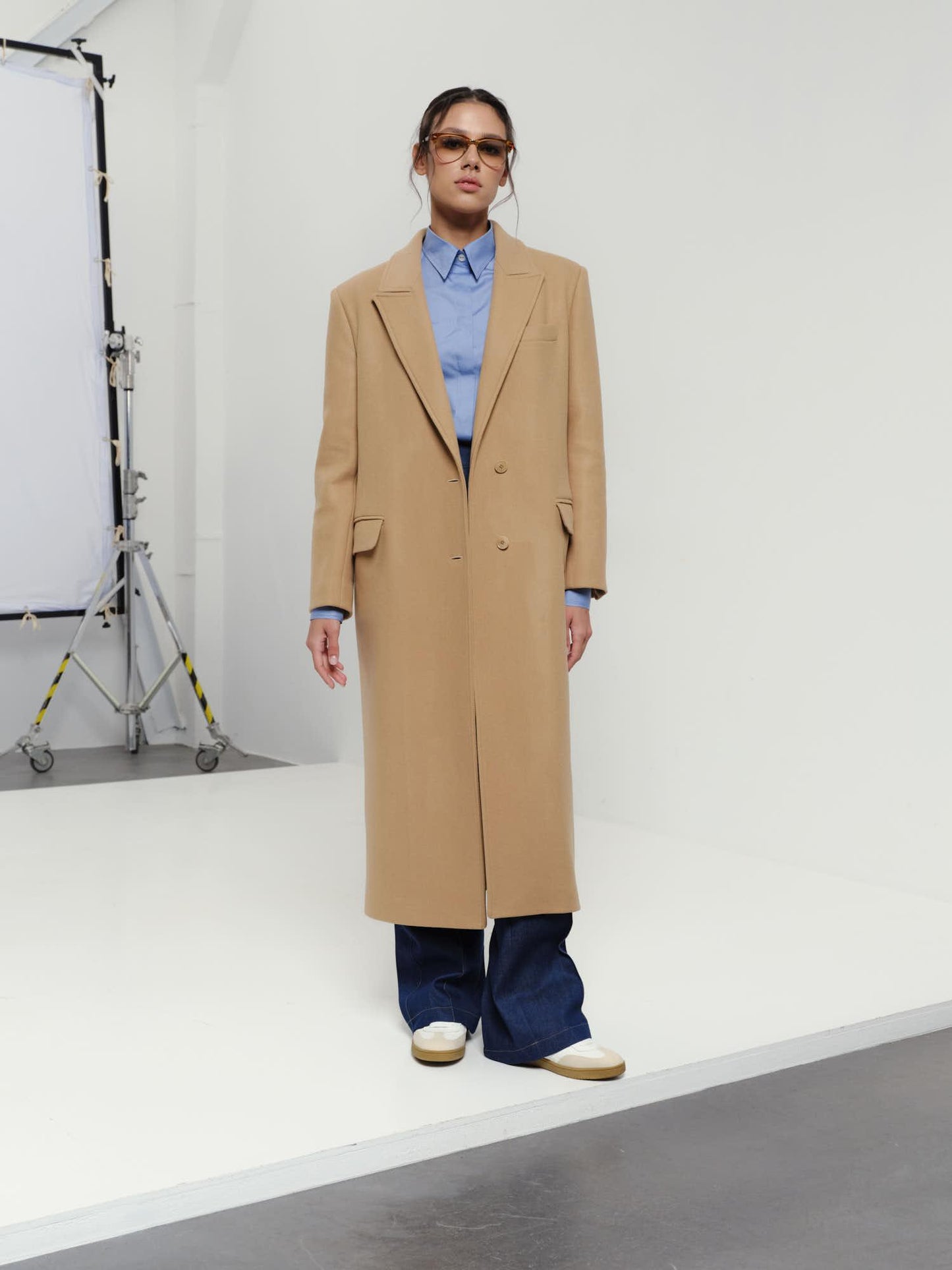 Rachel loose fit coat in structured wool cashmere blend