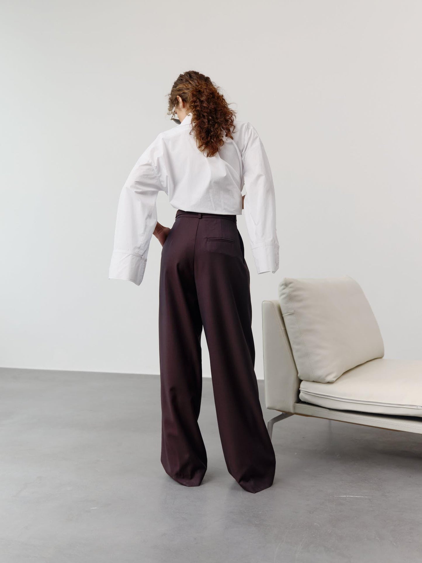 Relaxed fit cotton shirt with accent buttoned sleeves