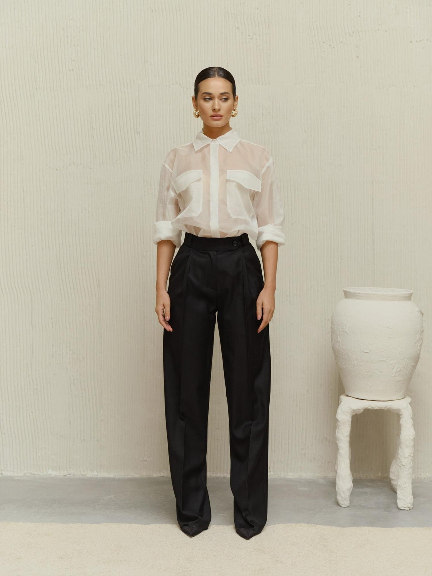 Silk organza loose fit shirt