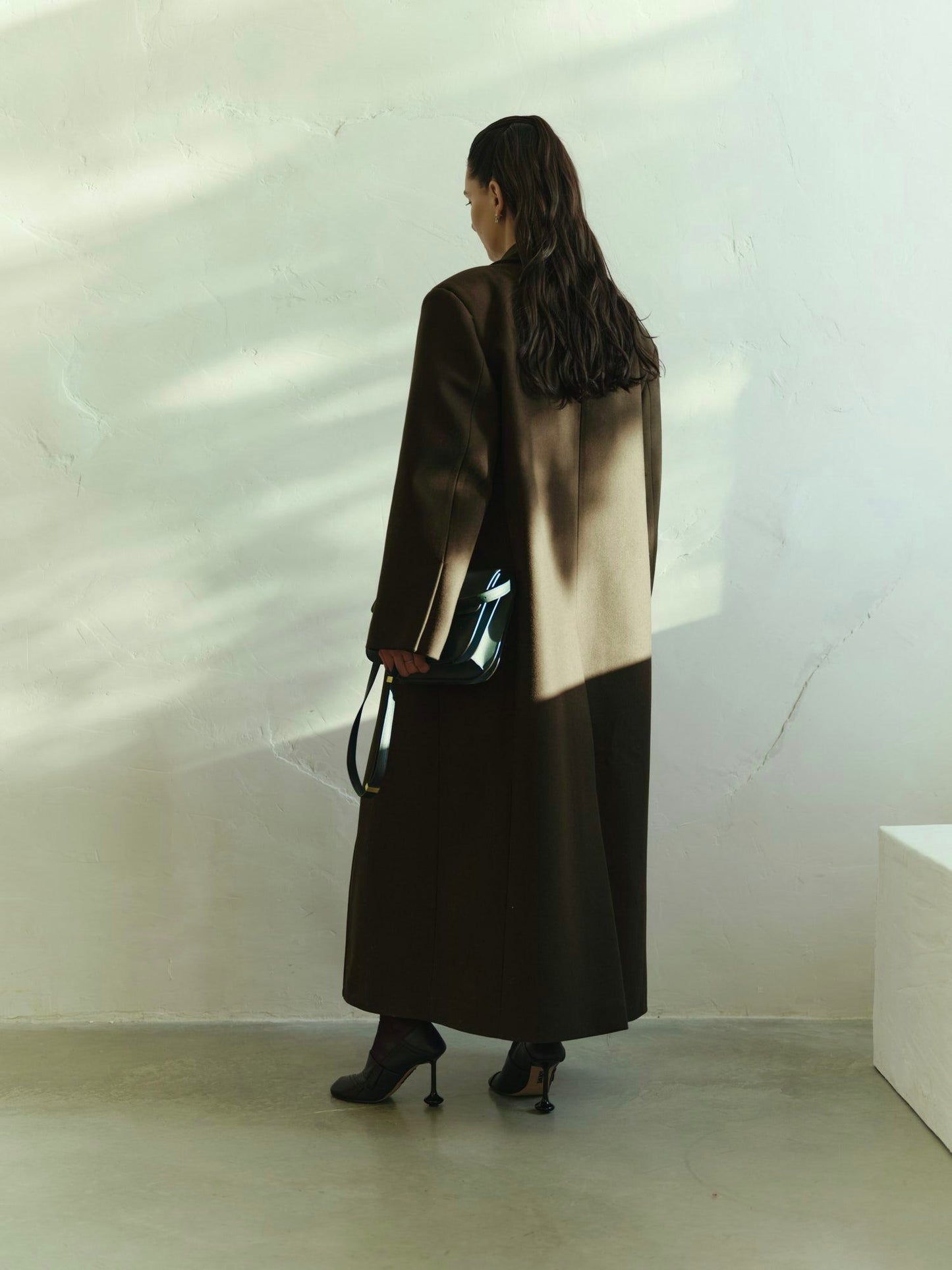 Oscar deep olive cashmere coat
