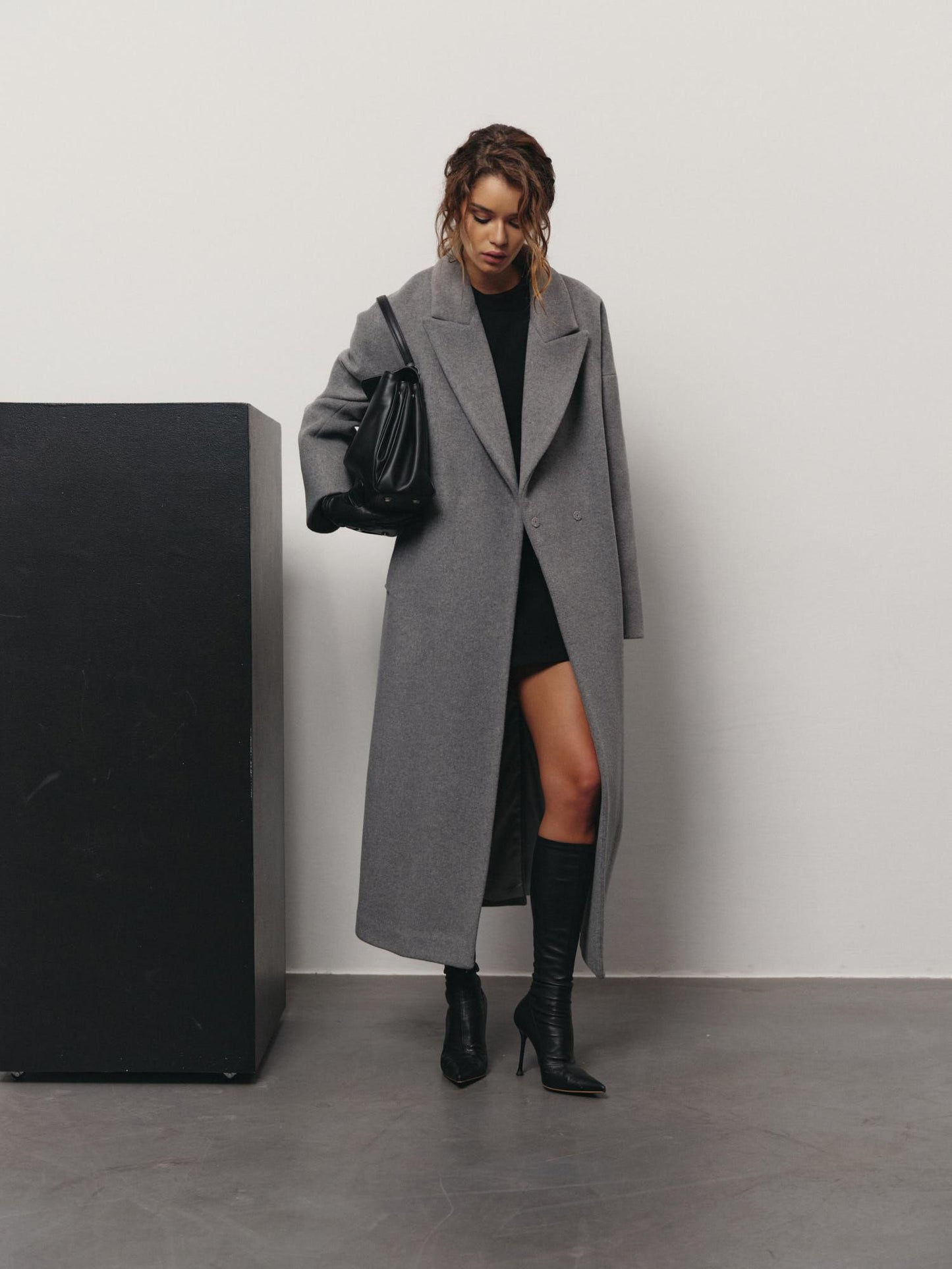 Siena loose fit wool cashmere blend coat with belt