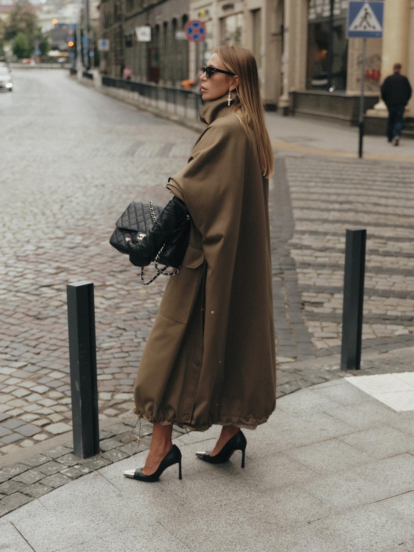 Heavy cotton maxi volume lined waterproof trench parka