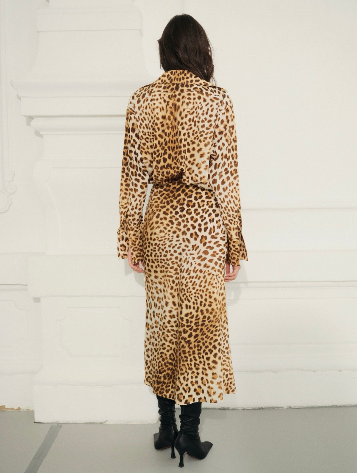 Leopard silk loose fit shirt