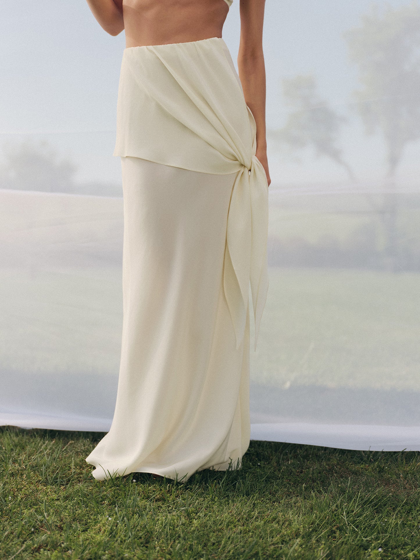 The Muse maxi layered silk skirt with matching tank top