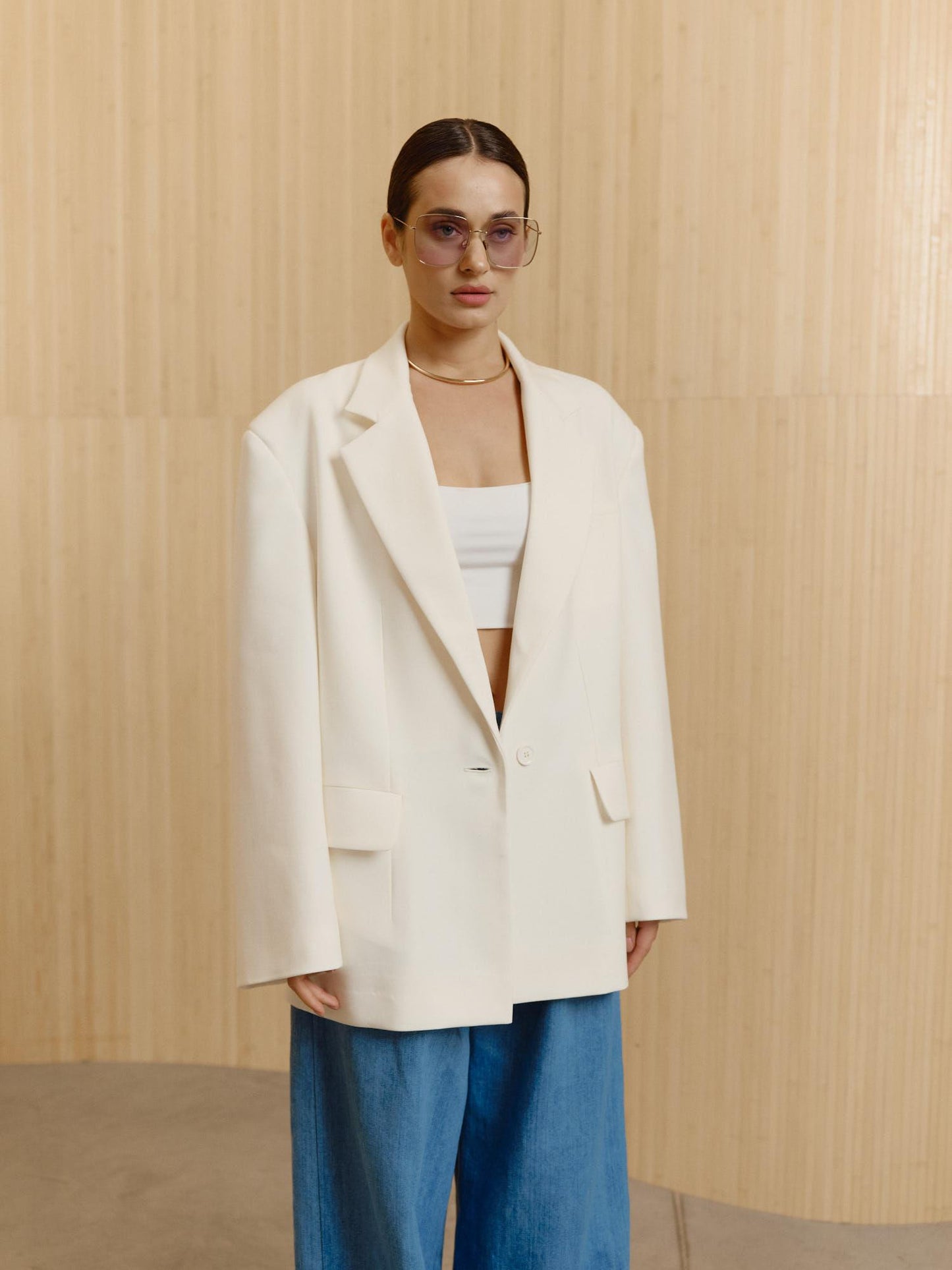 TAYRA draped accent sleeve fine wool blazer