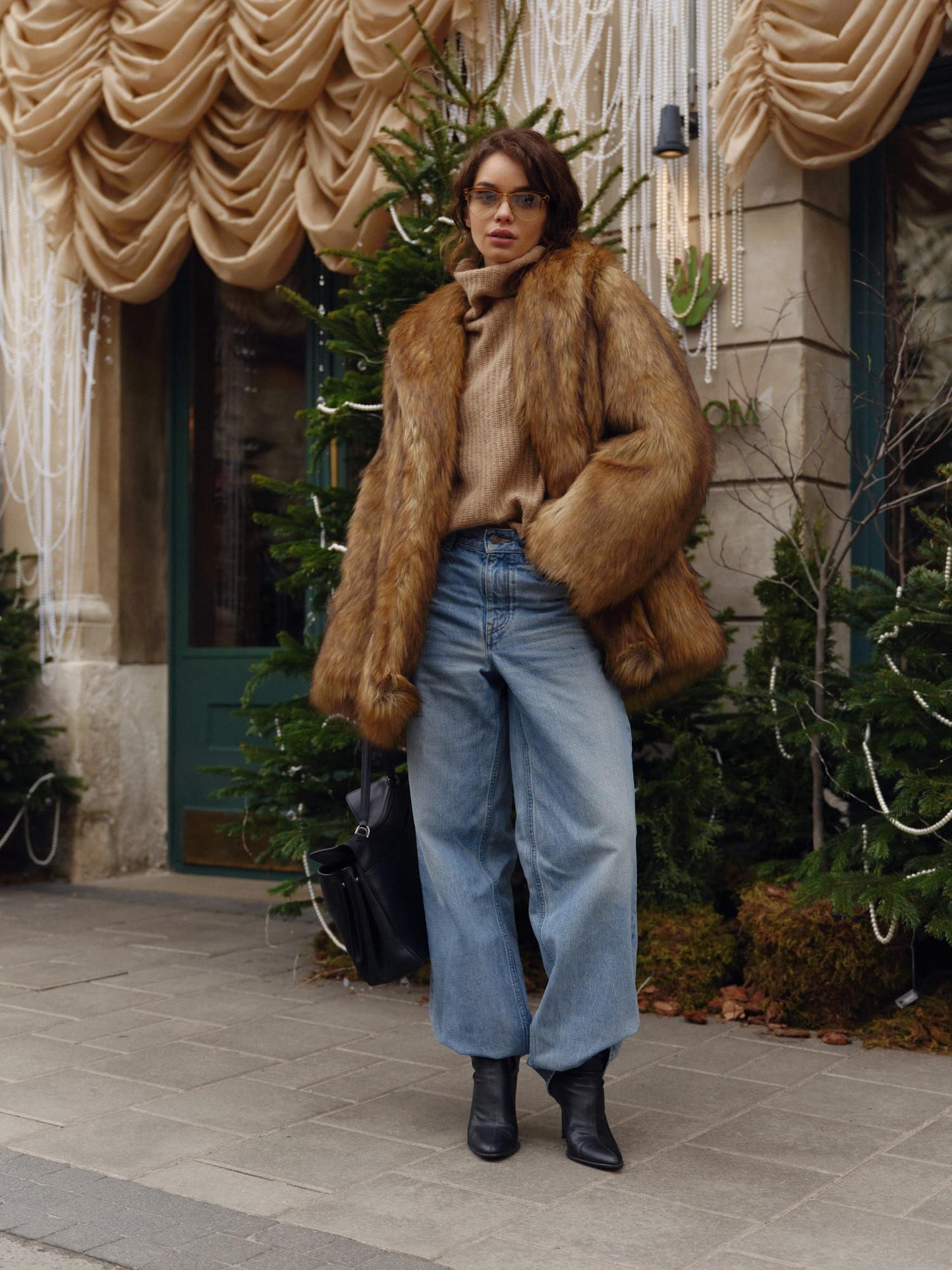 Faux fur short coat