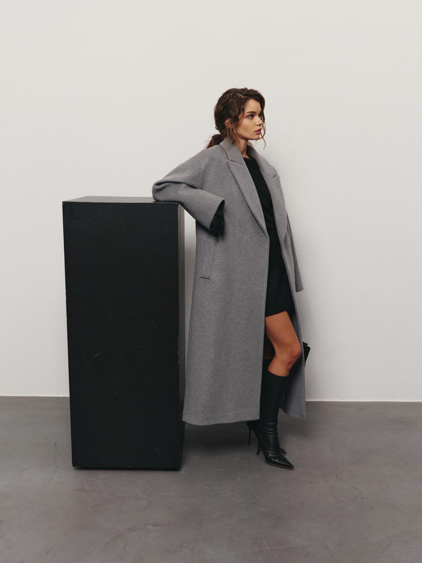 Siena loose fit wool cashmere blend coat with belt