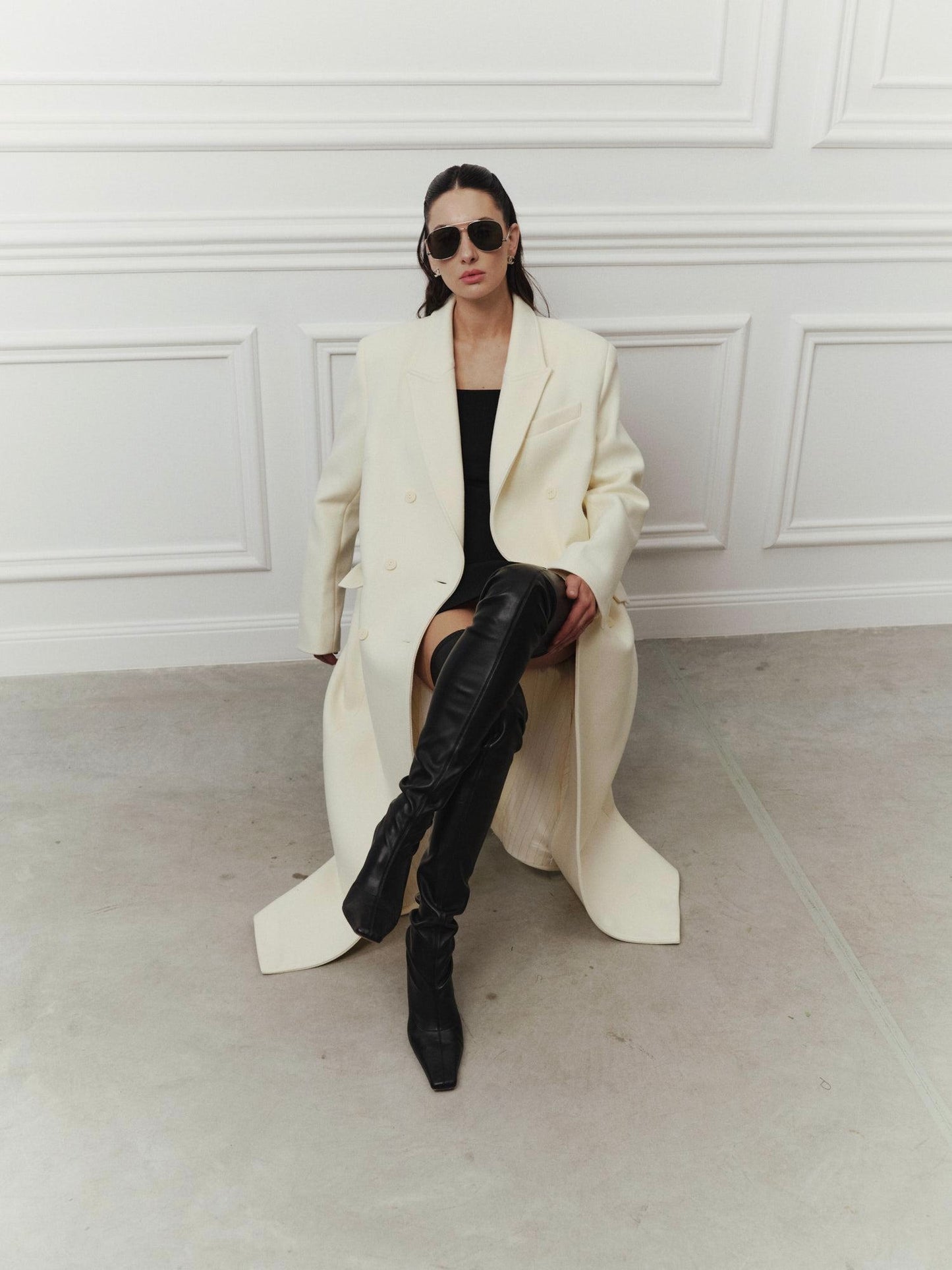Blake virgin wool relaxed fit coat with belt